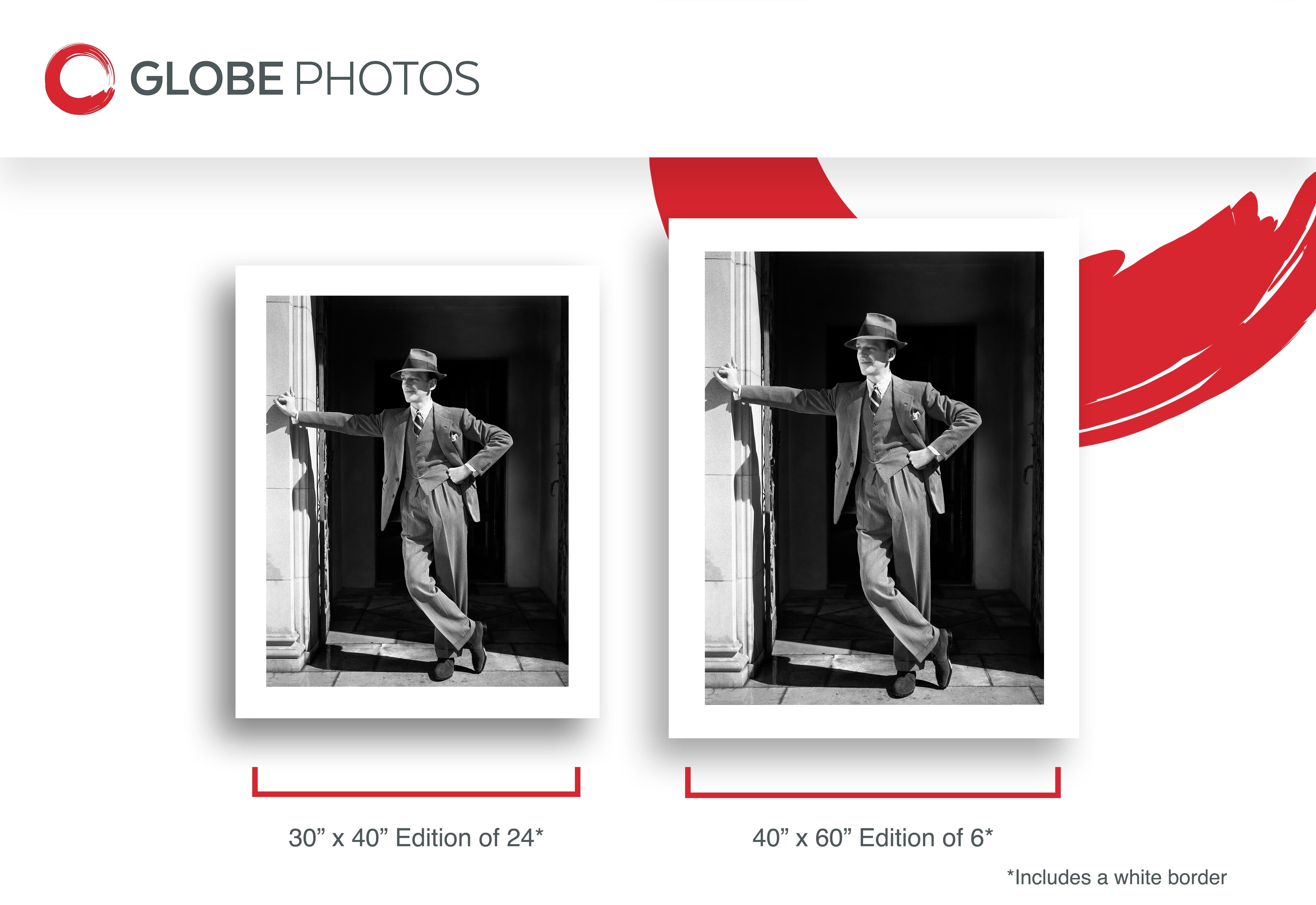 Fred Astaire Leaning Outdoors - Black Portrait Photograph by Unknown