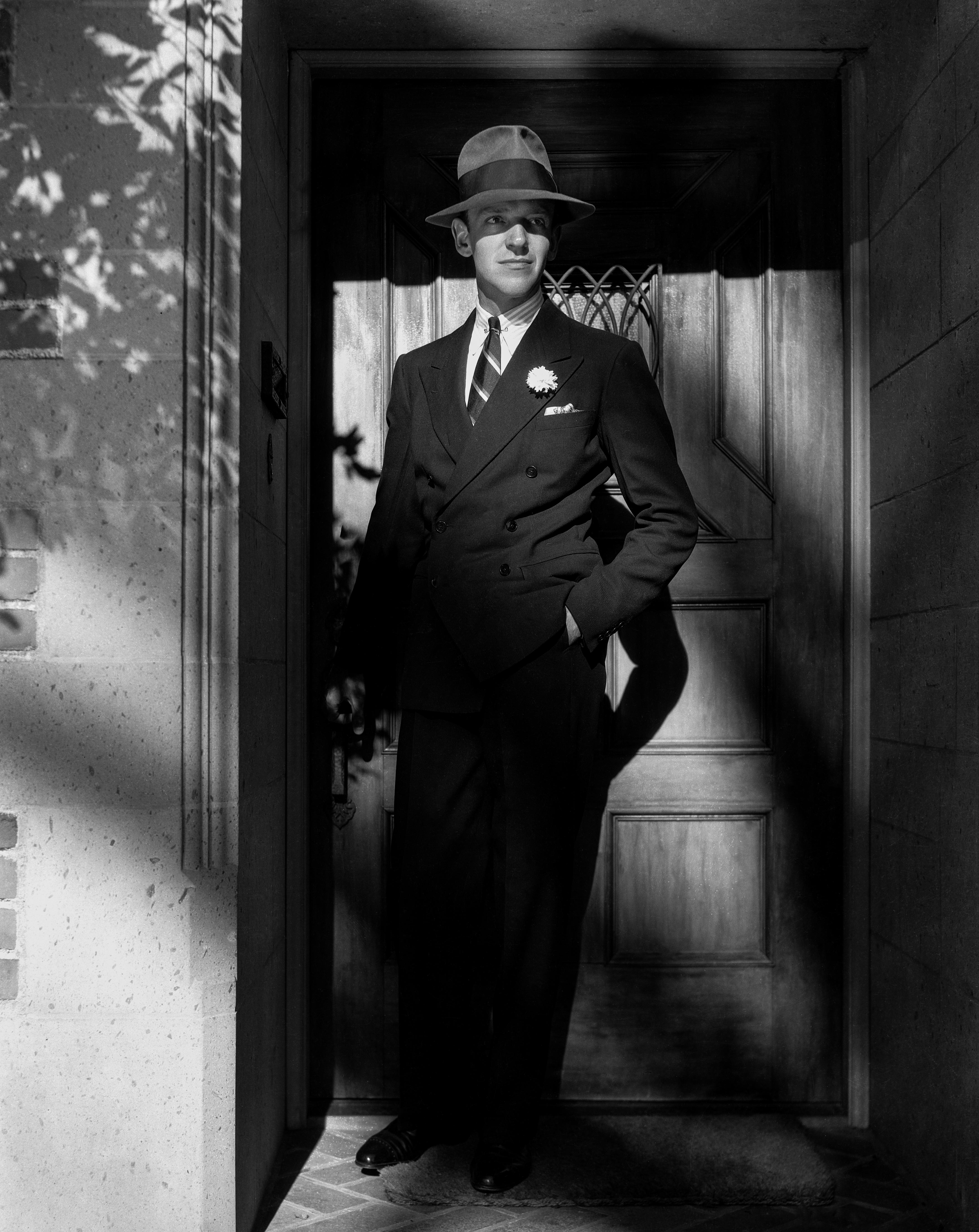 Unknown Black and White Photograph - Fred Astaire Posed in Doorway Movie Star News Fine Art Print