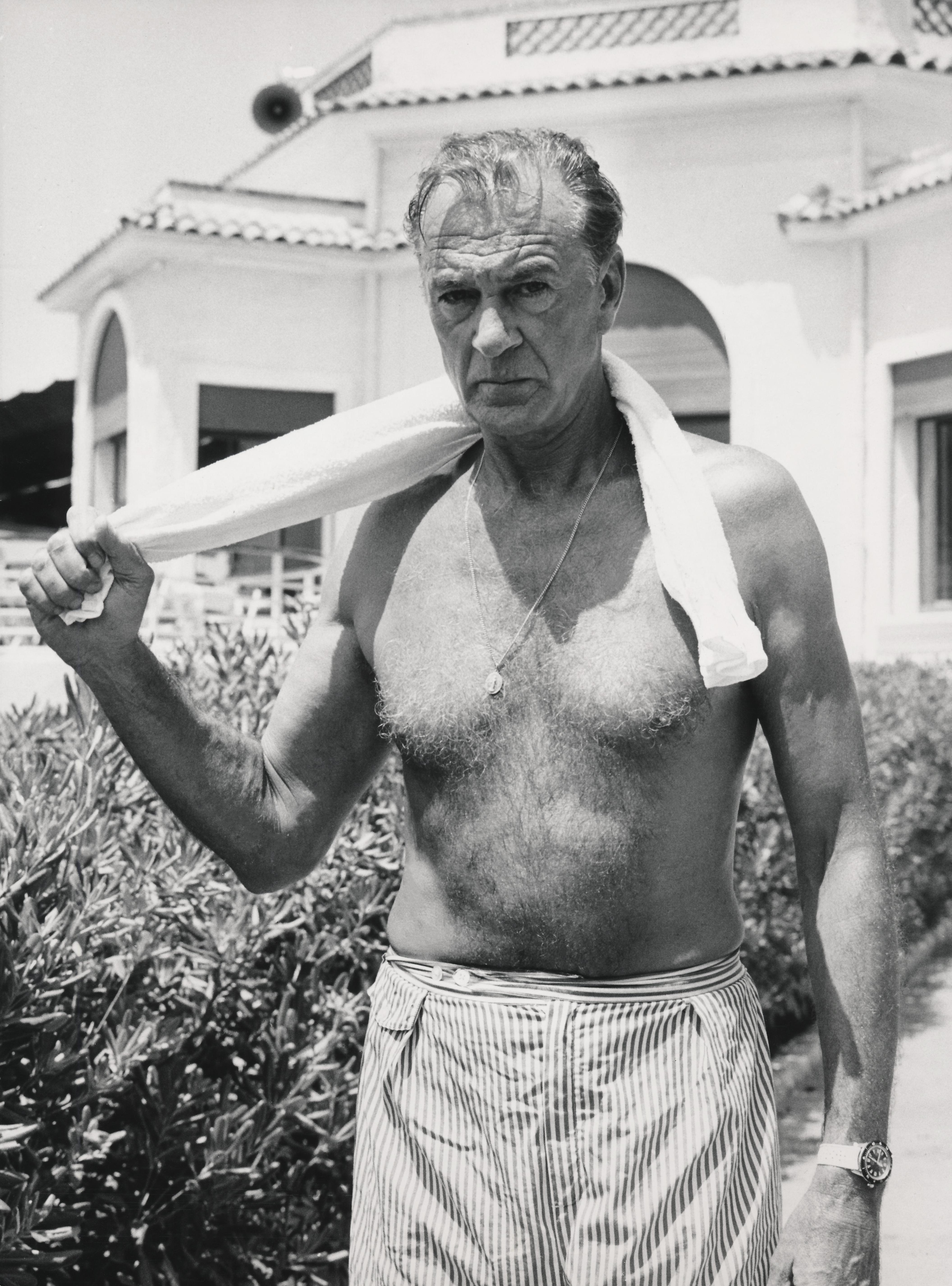 Unknown Black and White Photograph - Gary Cooper Shirtless with Towel Fine Art Print