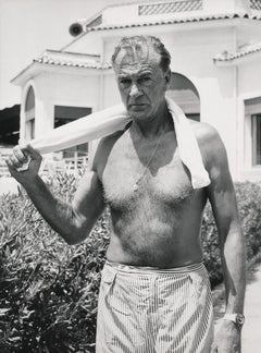 Gary Cooper Hemdloser mit Handtuch- Fine Art-Druck