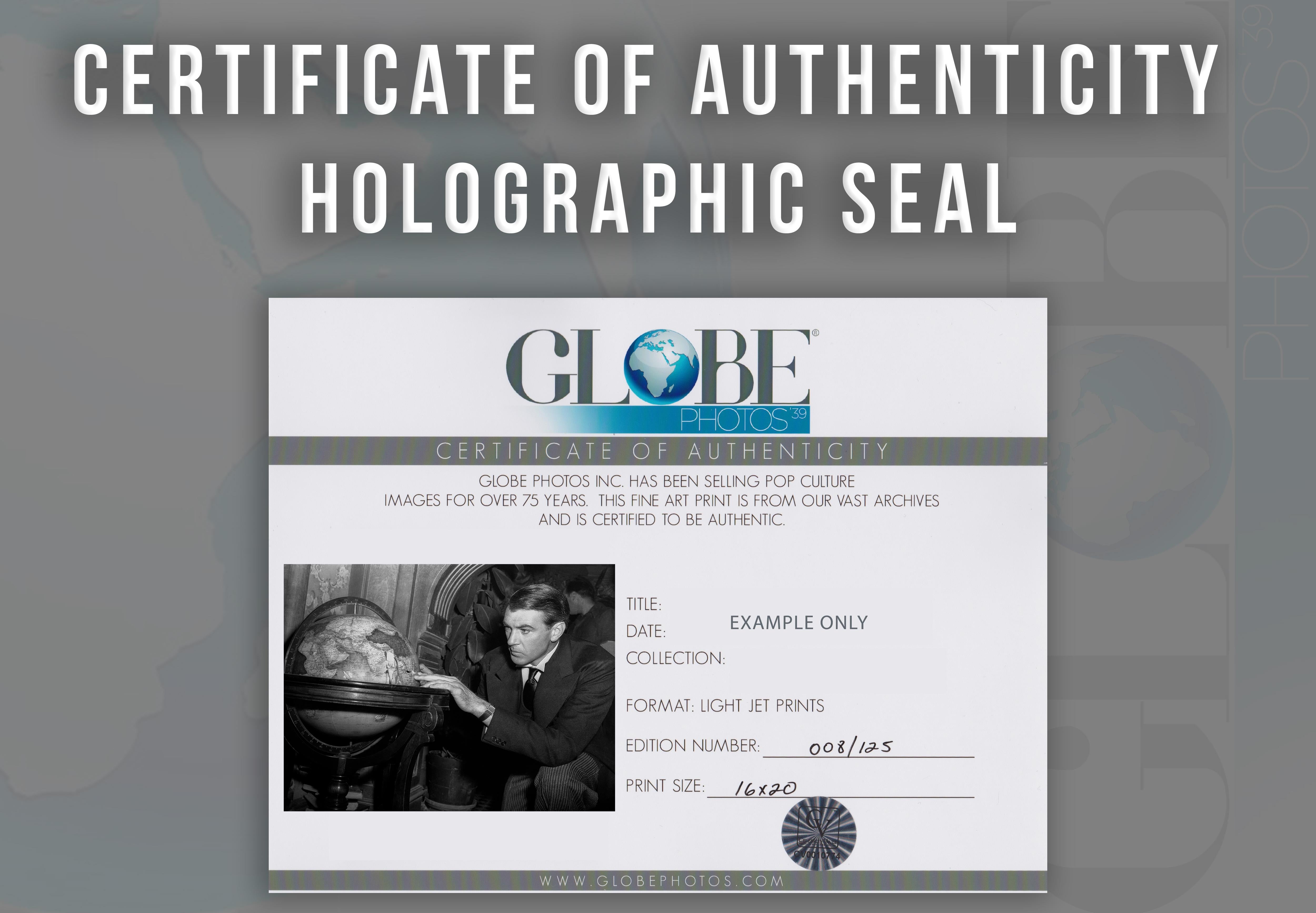 Gary Cooper with Globe Movie Star News Fine Art Print - Black Portrait Photograph by Unknown