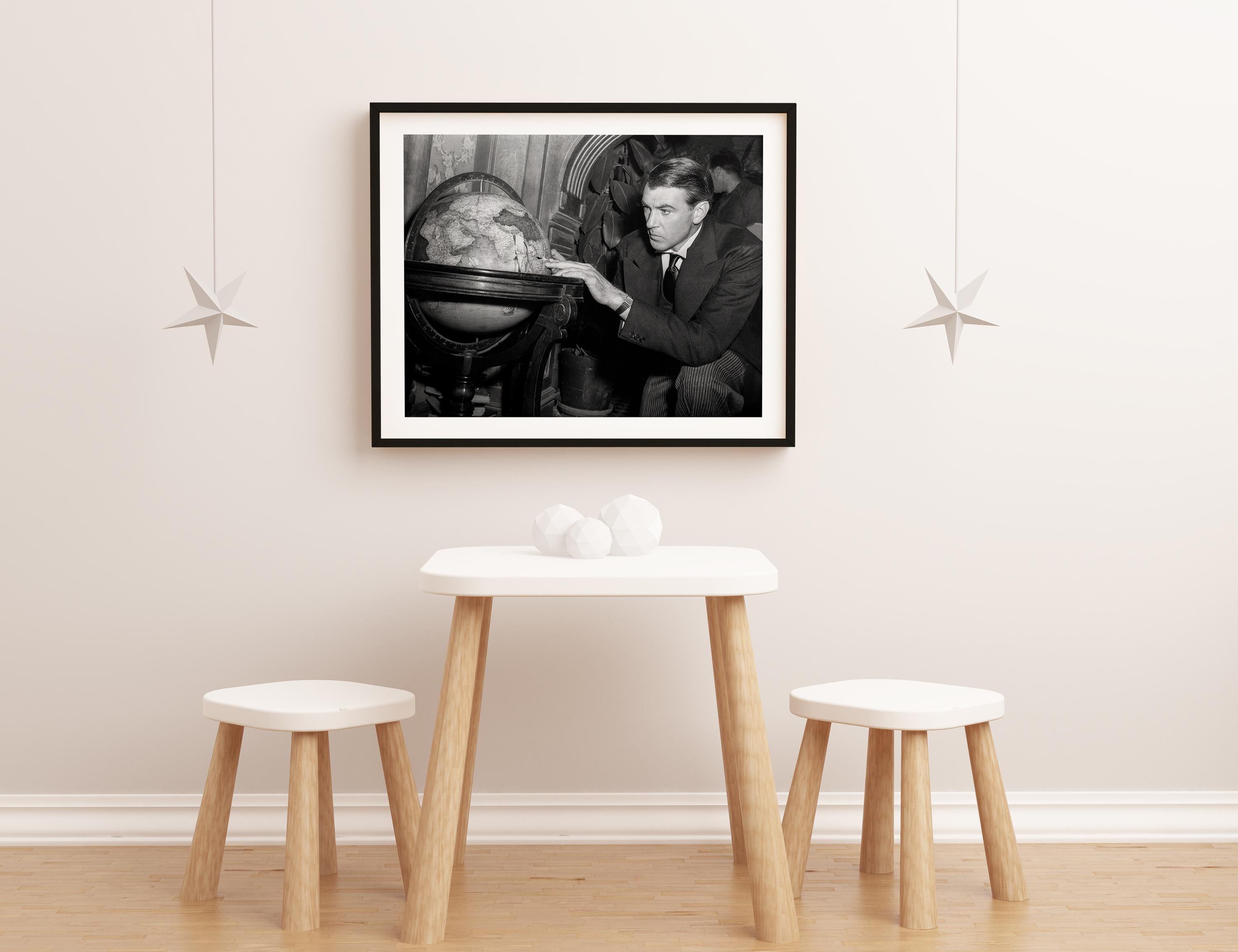 Gary Cooper with Globe Movie Star News Fine Art Print For Sale 1