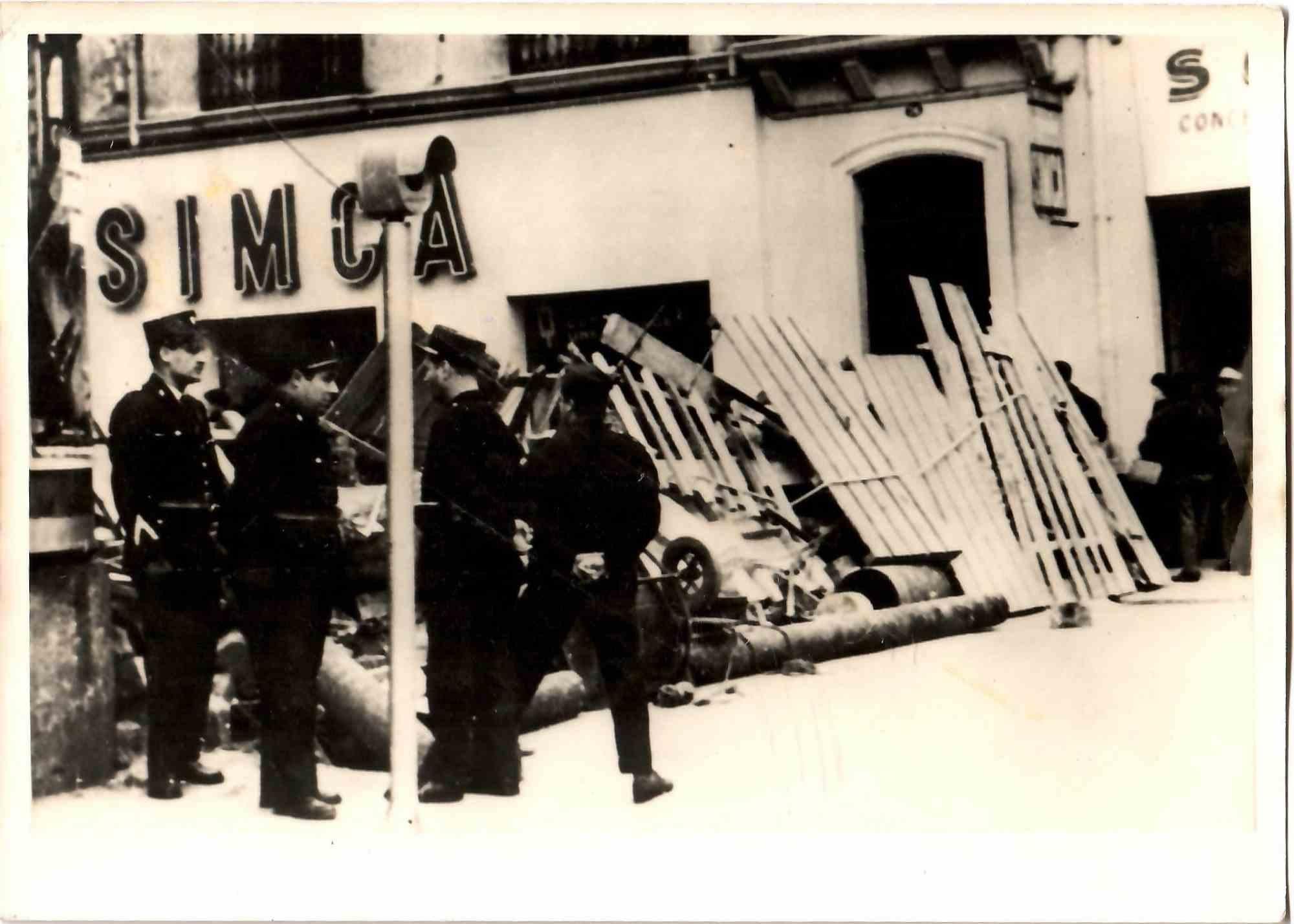 Unknown Black and White Photograph - Gendarmes on guard, Algeria - Original Vintage Photograph - Mid-20th Century