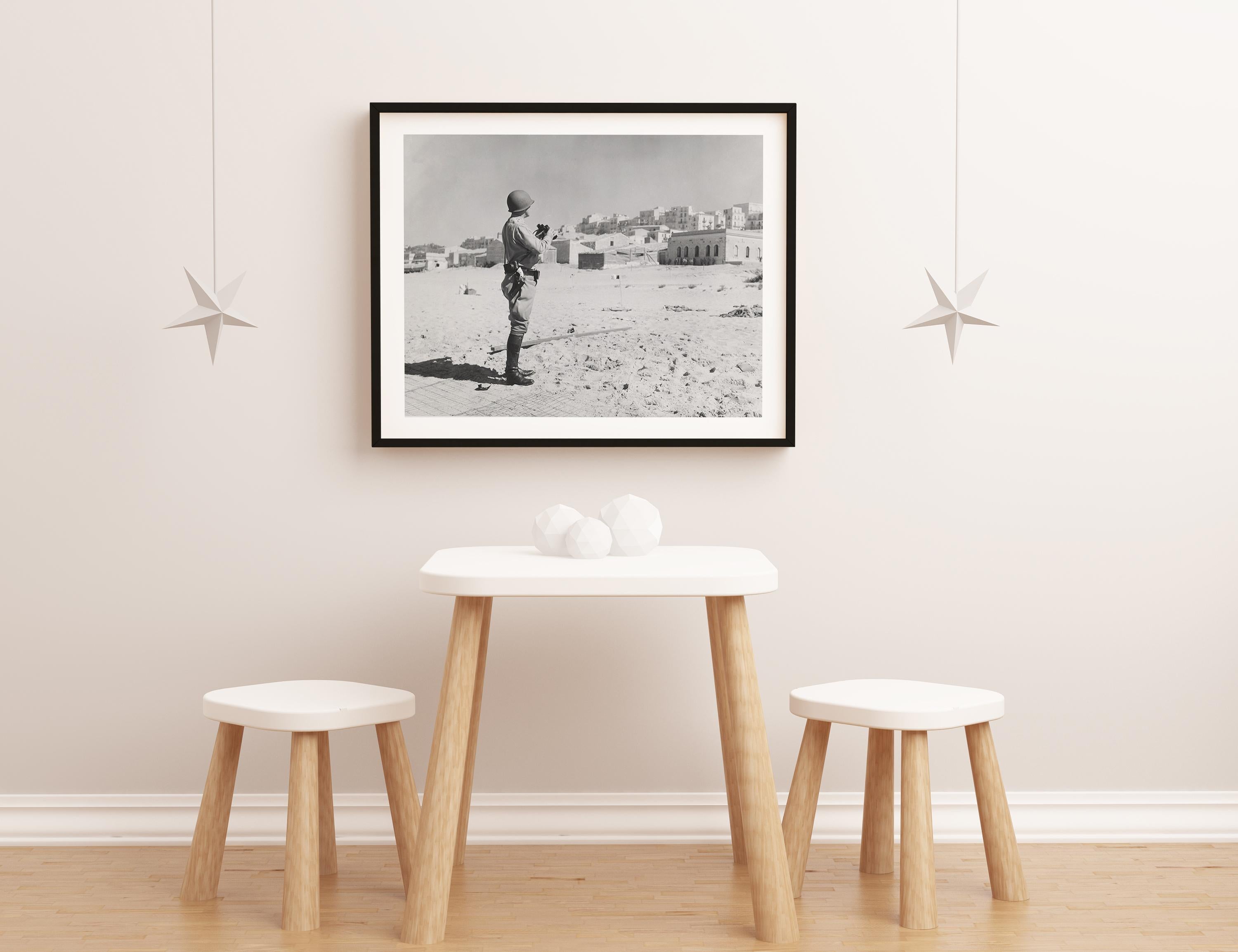 George S. Patton: Famous WWII General Surveying Fine Art Print For Sale 2