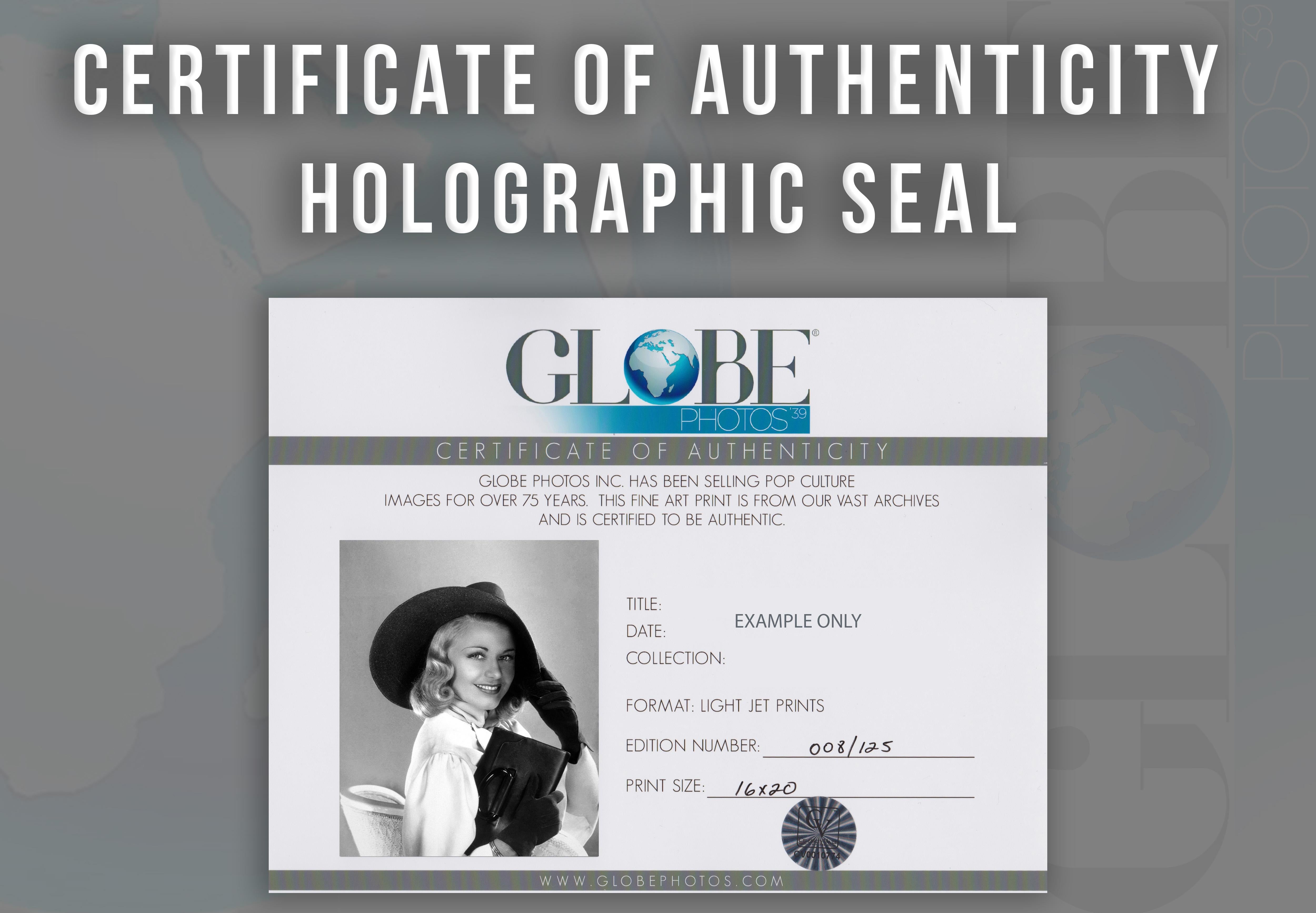 Ginger Rogers Glamour Portrait in Hat Globe Photos Fine Art Print - Gray Black and White Photograph by Unknown