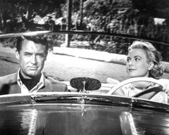 Grace Kelly und Cary Grant in Auto für To Catch a Thief