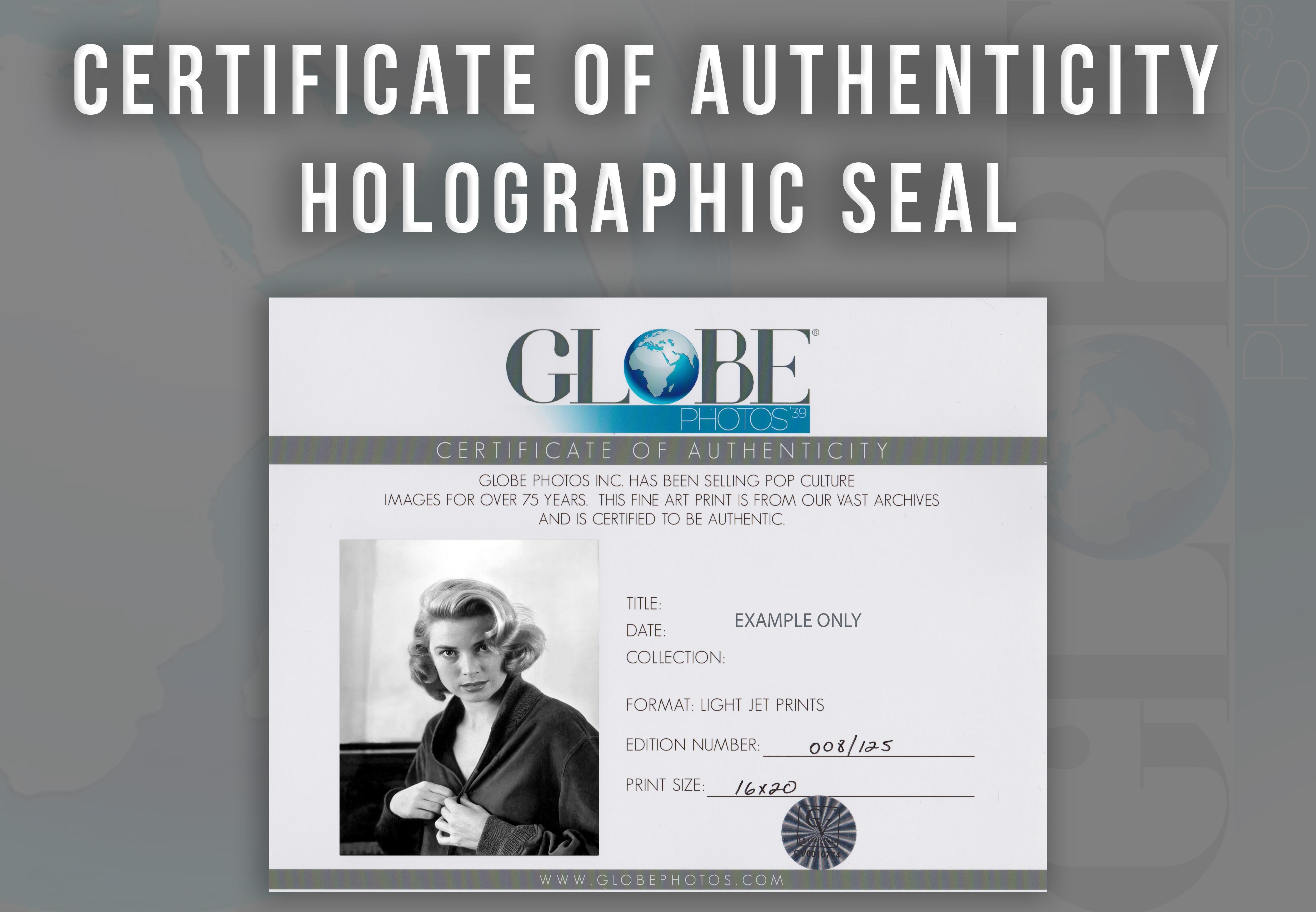 Grace Kelly Buttoning Shirt Globe Photos Fine Art Print - Gray Portrait Photograph by Unknown