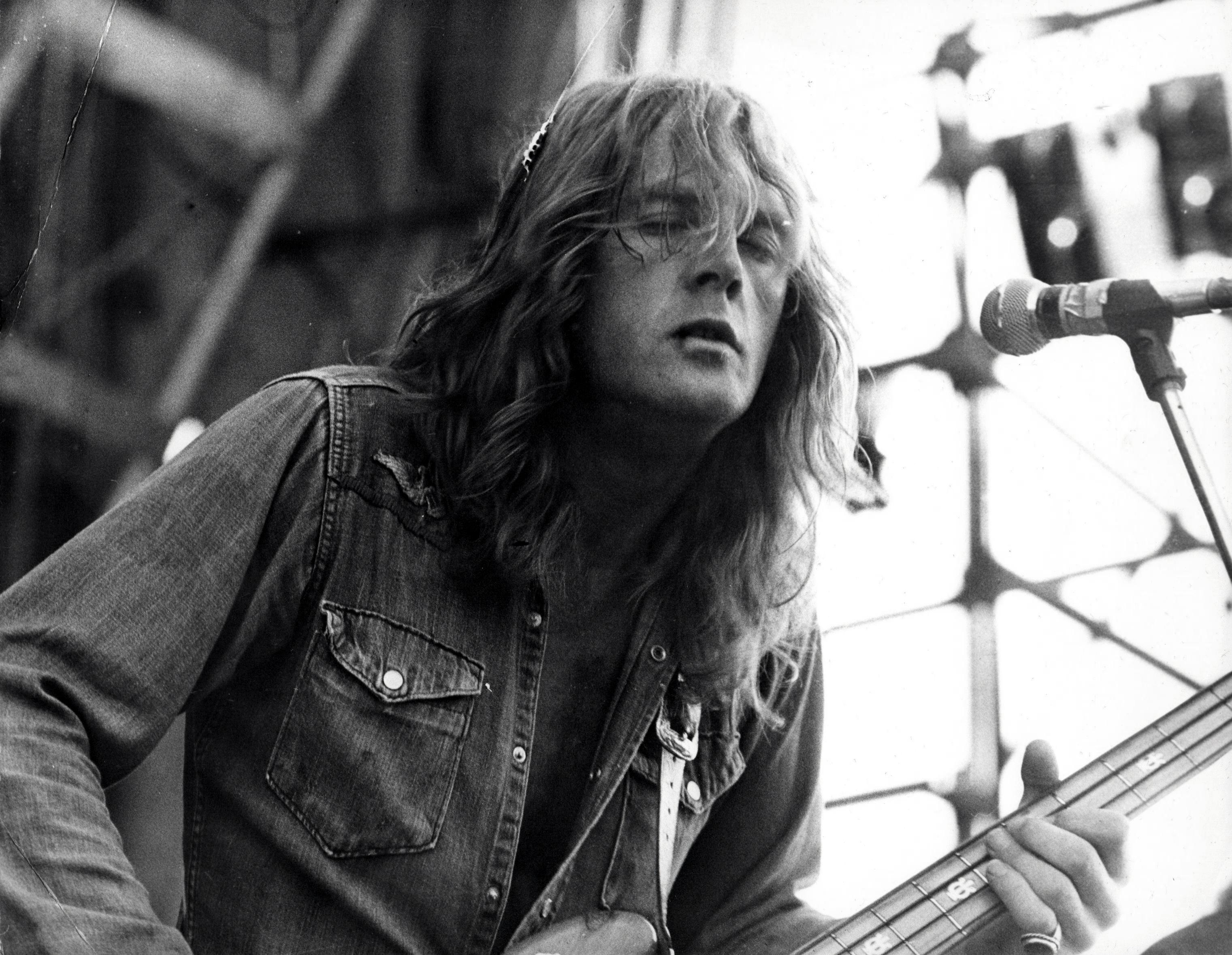 Unknown Black and White Photograph - Greg Ridley of Humble Pie Performing on Stage Vintage Original Photograph