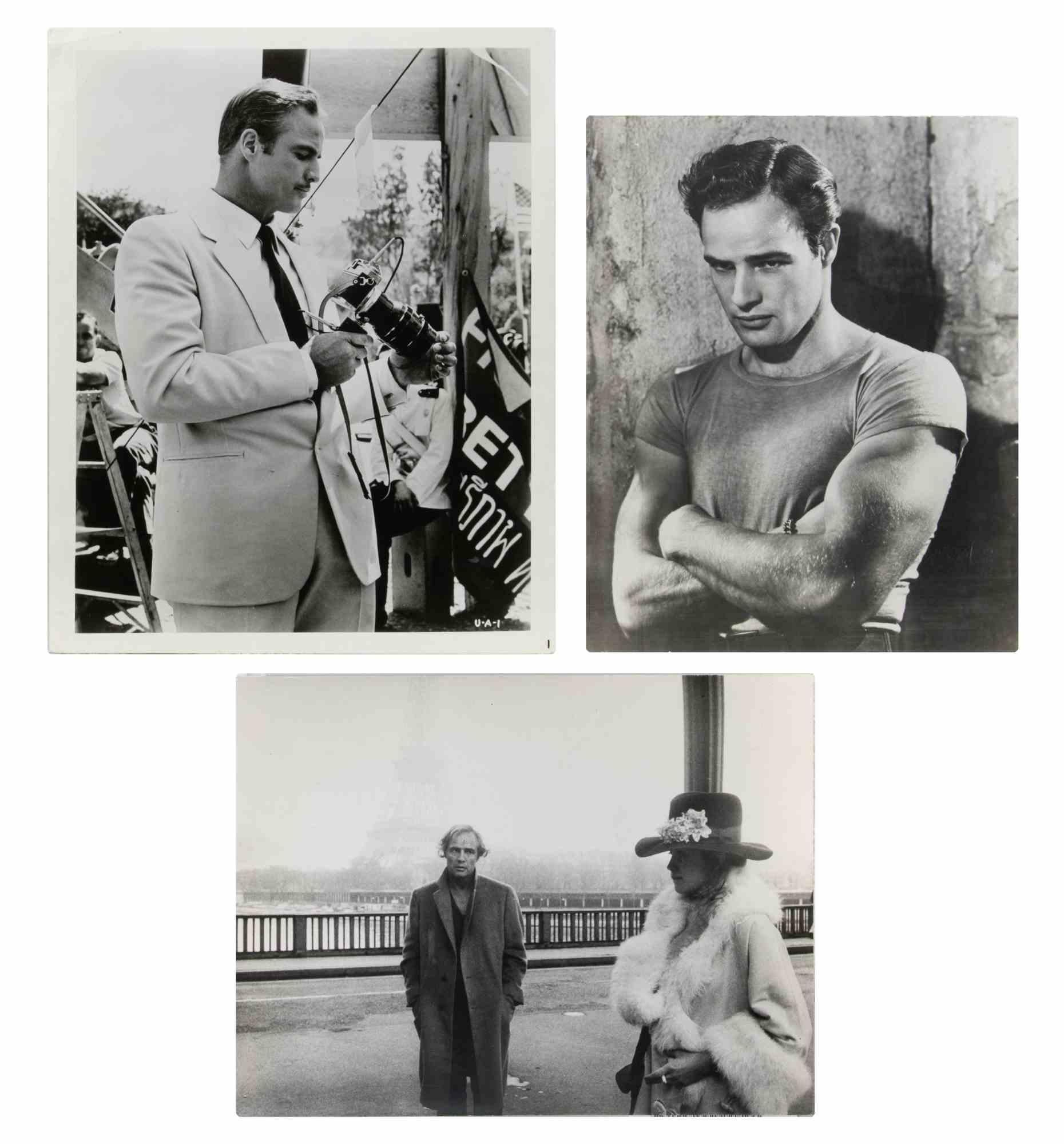 Unknown Black and White Photograph - Group of Three Vintage Press Photographs of Marlon Brando - 1950s