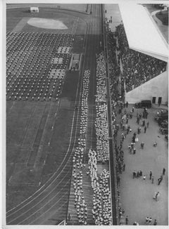 Gymnastics in a Stadium during Fascism in Italy - Vintage b/w Photo - 1934
