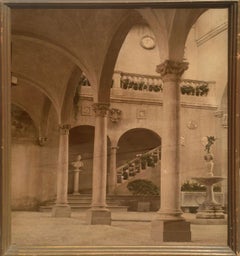 Antique Hand Painted Photograph of Verrocchio's Fountain 1915 World's Fair San Francisco