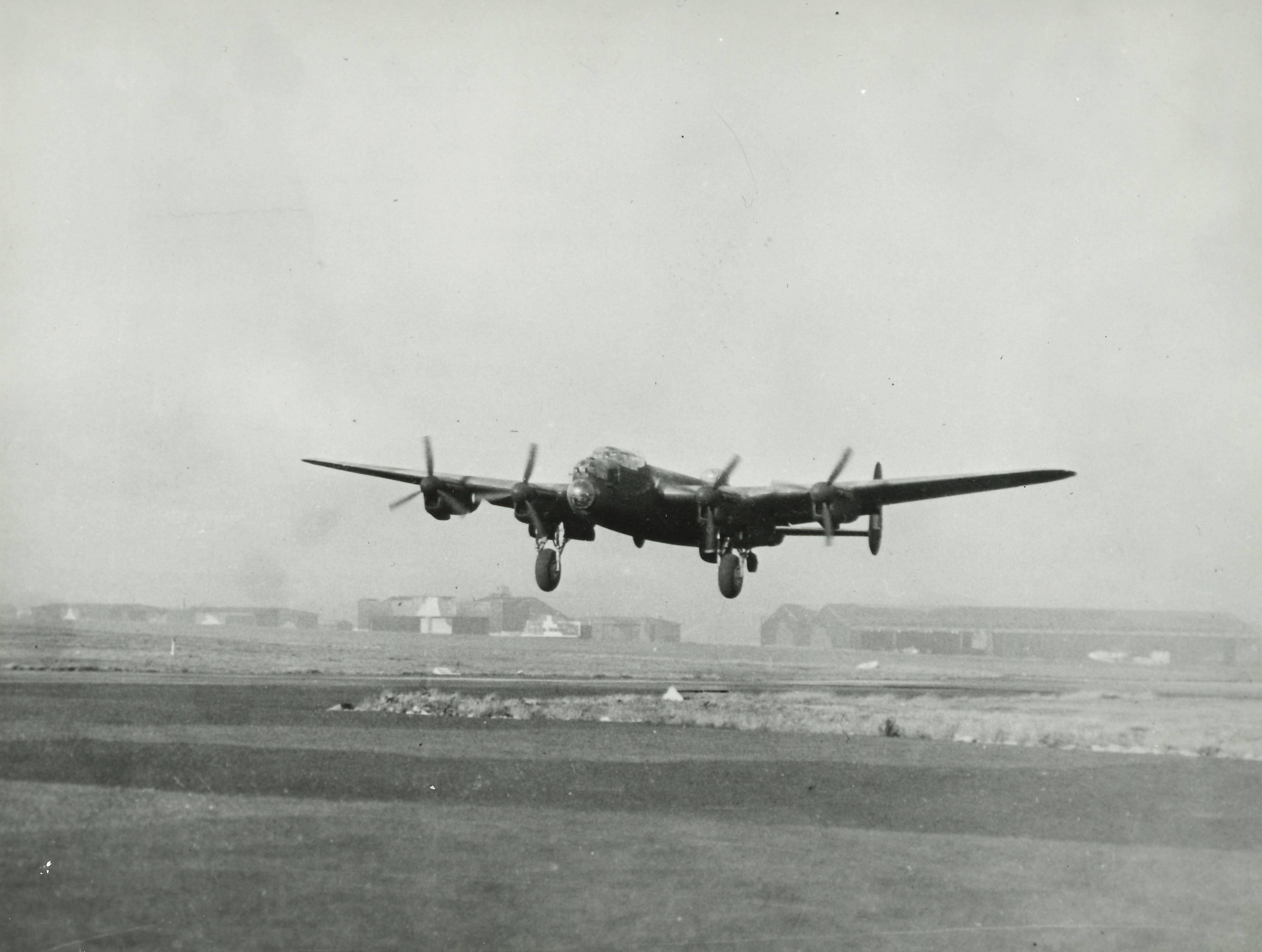 Unknown Black and White Photograph - Hawker Siddeley original photograph Lancaster Bomber landing World War 2