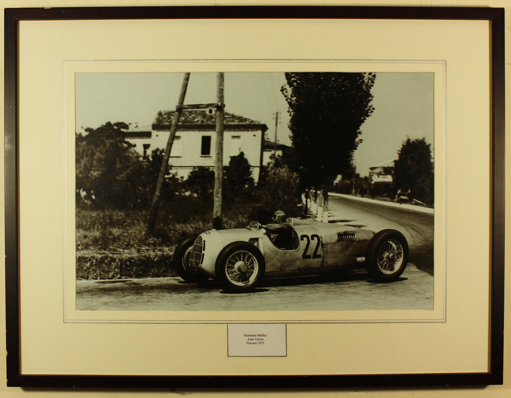 Unknown Black and White Photograph - Hermann Muller Auto Union 1937 Pescara Grand Prix 1937 