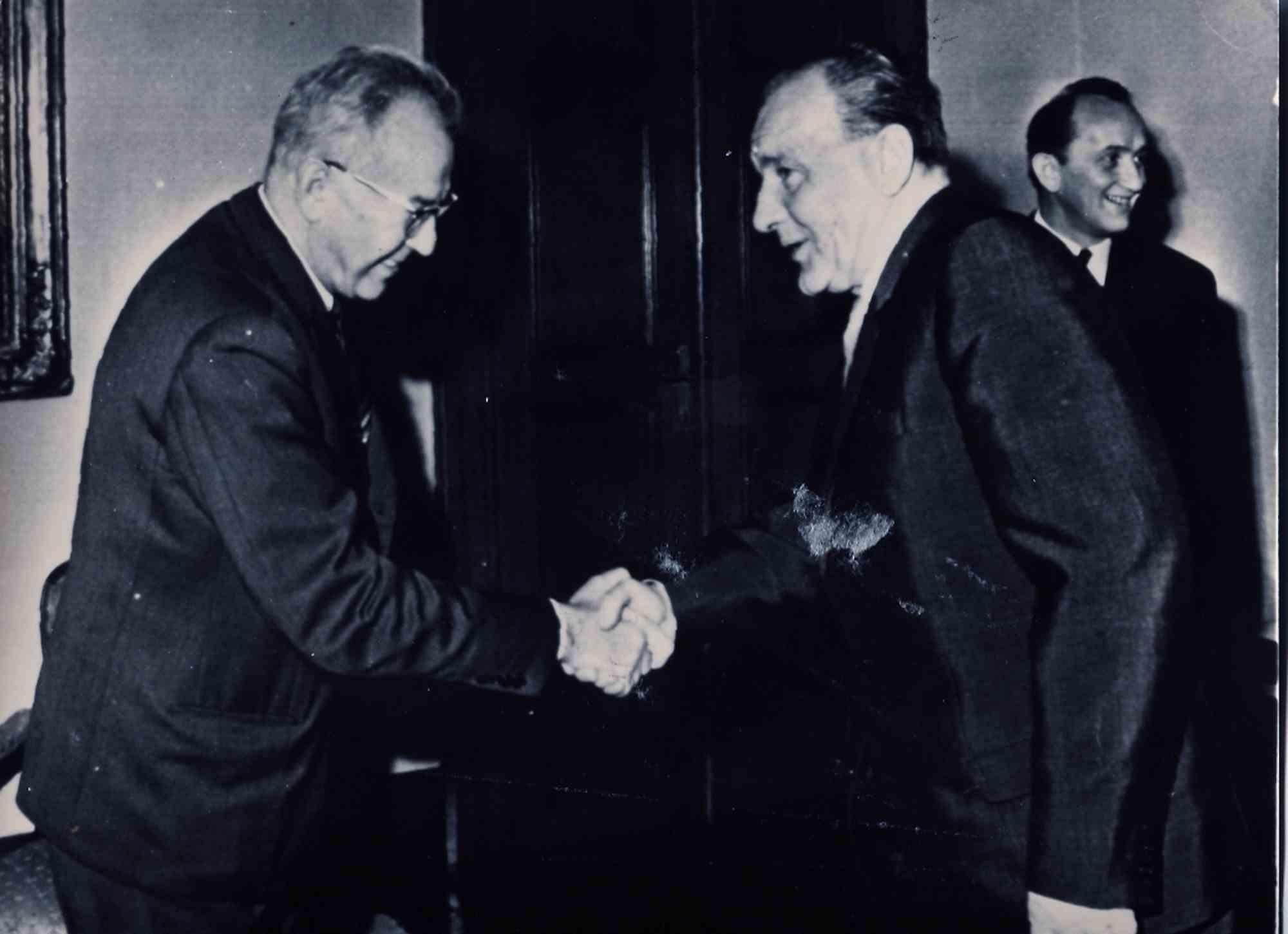 Unknown Figurative Photograph - Historical Photo-Janos Kadar Shaking Hand with Dr. Husak, Prague-20th Century