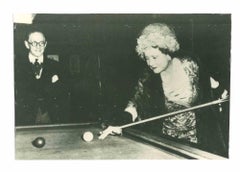 Vintage Historical Photo  - Mother Queen  Playing  Billiard - 1960s