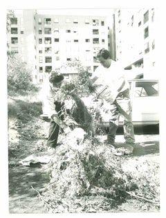 Vintage Historical Photo of Prisons  - Cleaning Via Nomentana in Rome - 1970s