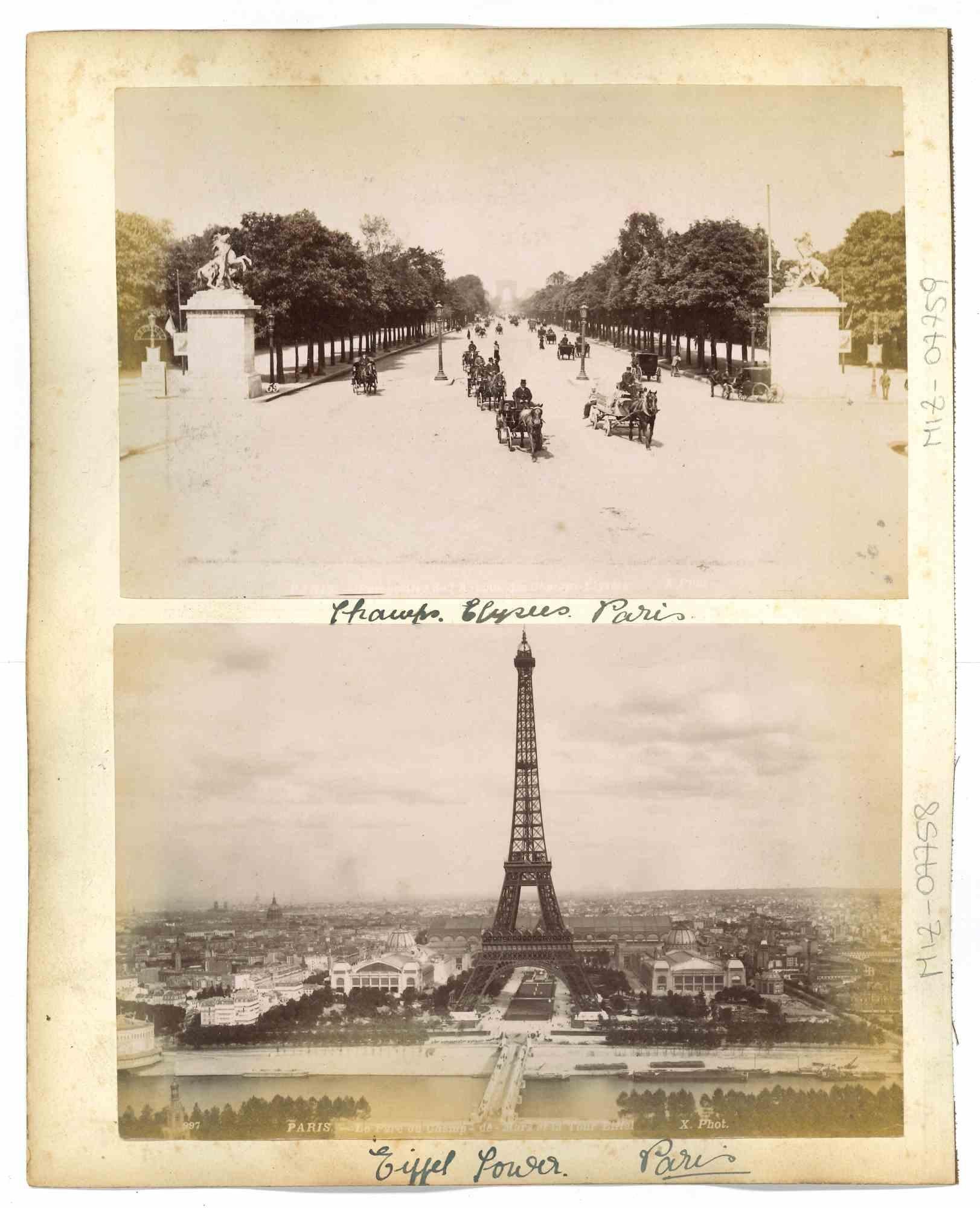 Unknown Portrait Photograph - Historical Places Photo- Paris Champs Elisées and Tour Eiffel-Early 20th Century