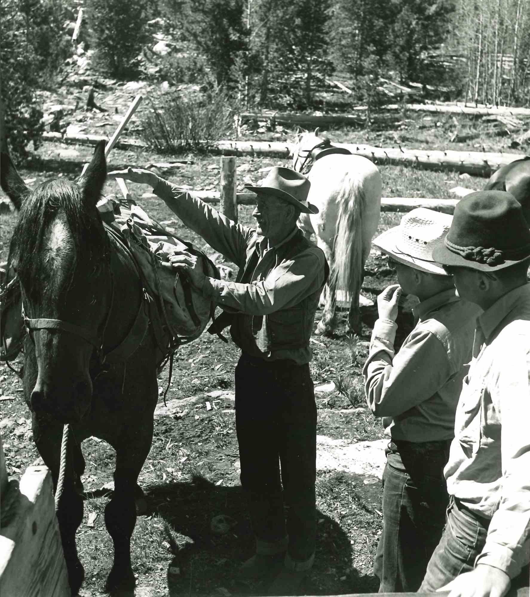 Unknown Figurative Photograph - Horse Packing - American Vintage Photograph - Mid 20th Century