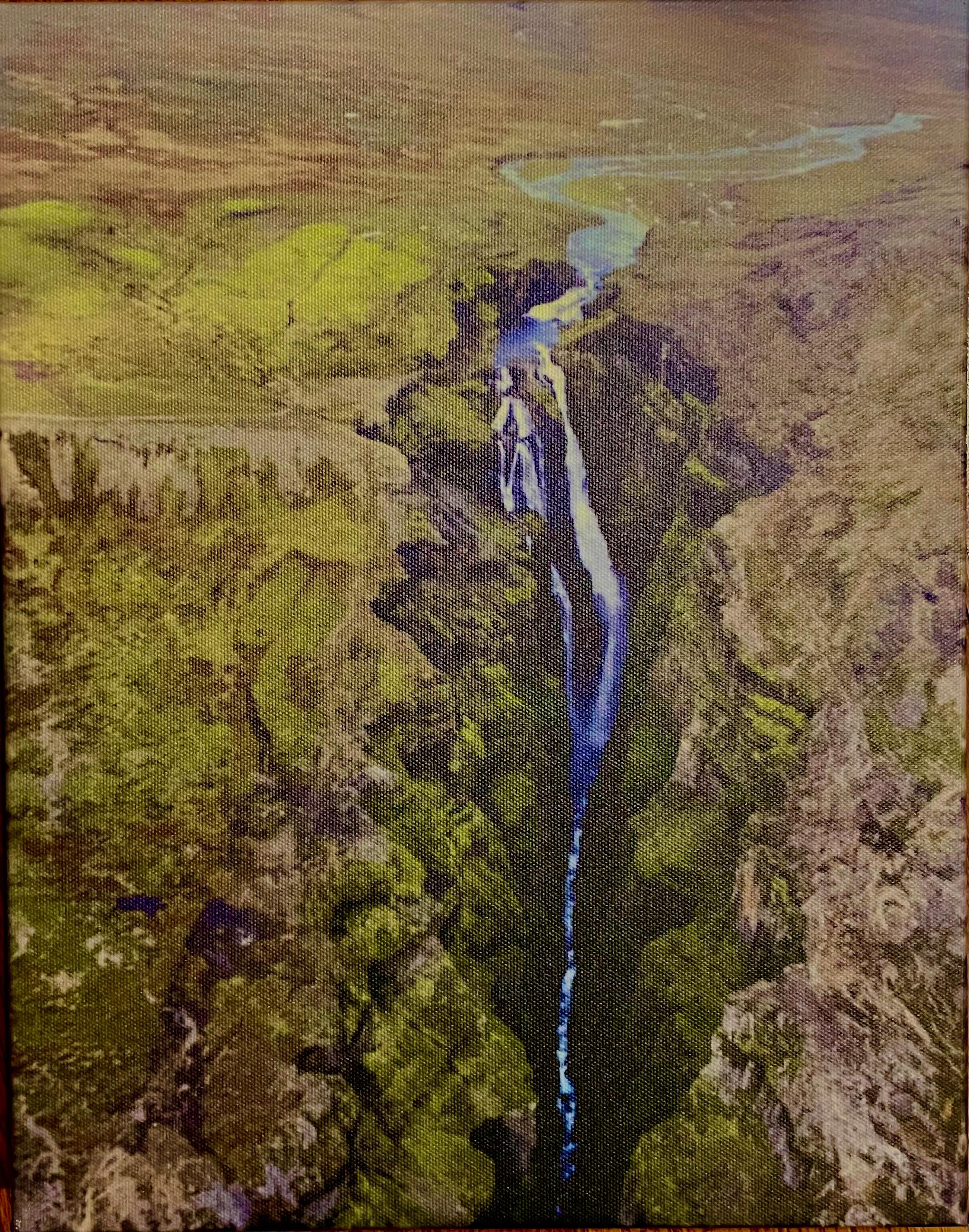 Unknown Landscape Photograph - "Icelandic Waterfall"   photography on canvas by Deborah Benedic