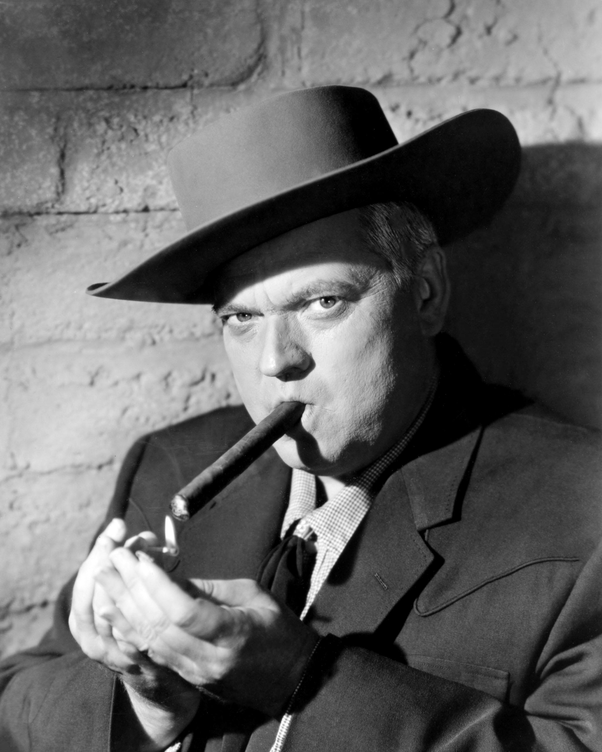Unknown Portrait Photograph - Iconic Orson Welles Posed Smoking Cigar Globe Photos Fine Art Print