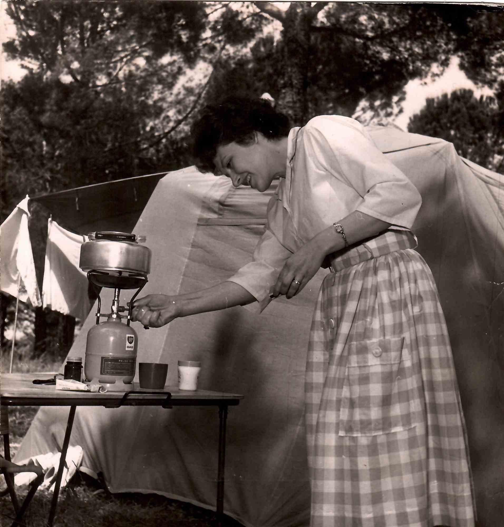 Unknown Portrait Photograph - In the Camping - Vintage Photograph - 1960s