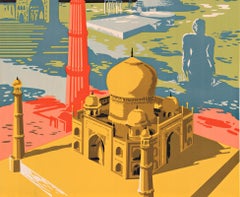 Affiche de voyage vintage originale Inde the Wonderful Land (Inde la Terre merveilleuse)