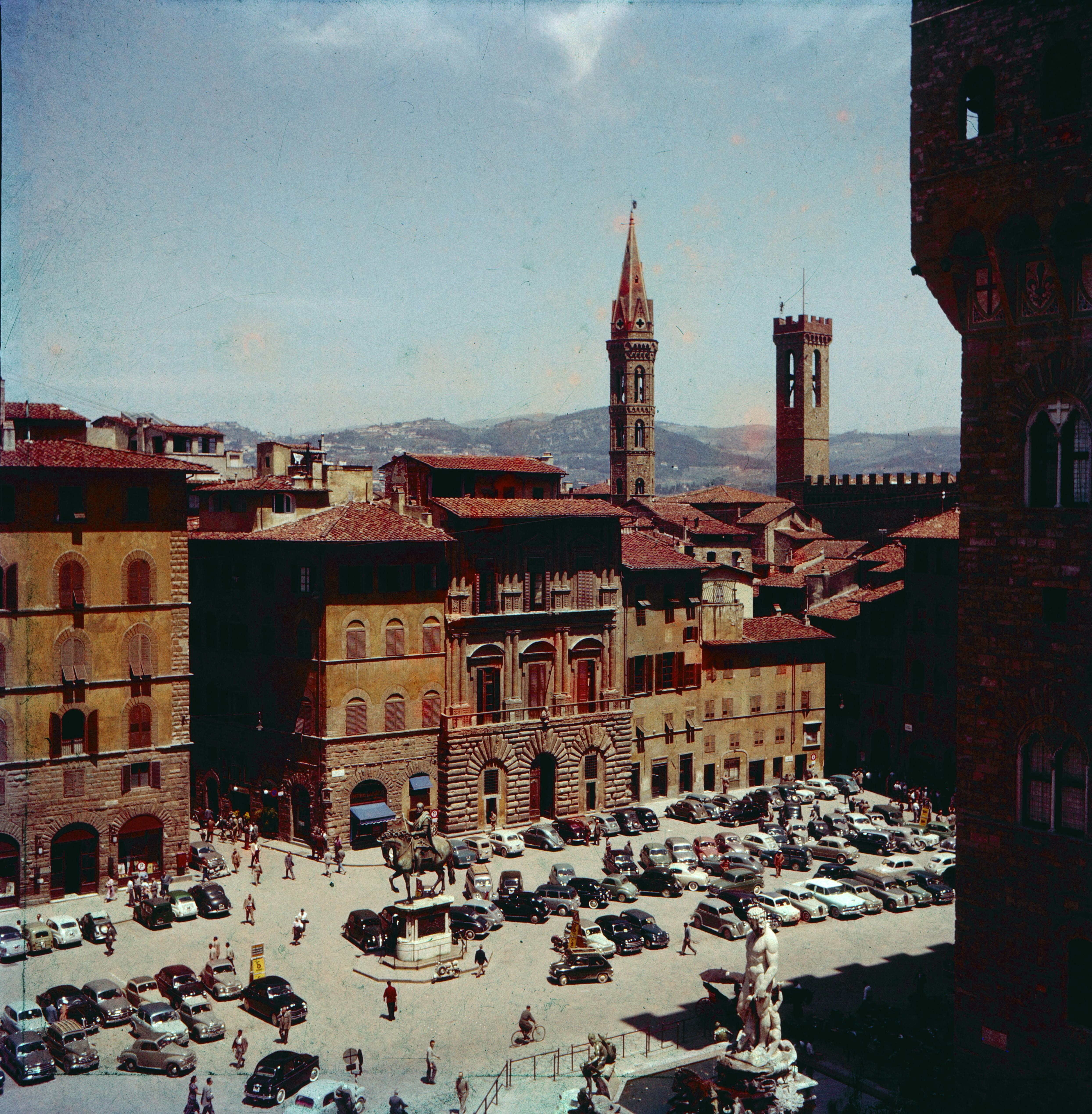 Italy in  1956 - Piazza della Signoria, Florence
