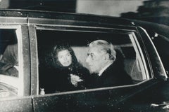 Vintage Jackie and Aristoteles Onassis; Car; Black and White, Paris 1973, 19, 9 x 30, 4 cm