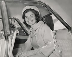 Jackie Kennedy Smiling in Car Fine Art Print