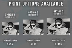 Jackie Kennedy: Sunglasses at Night Globe Photos Fine Art Print