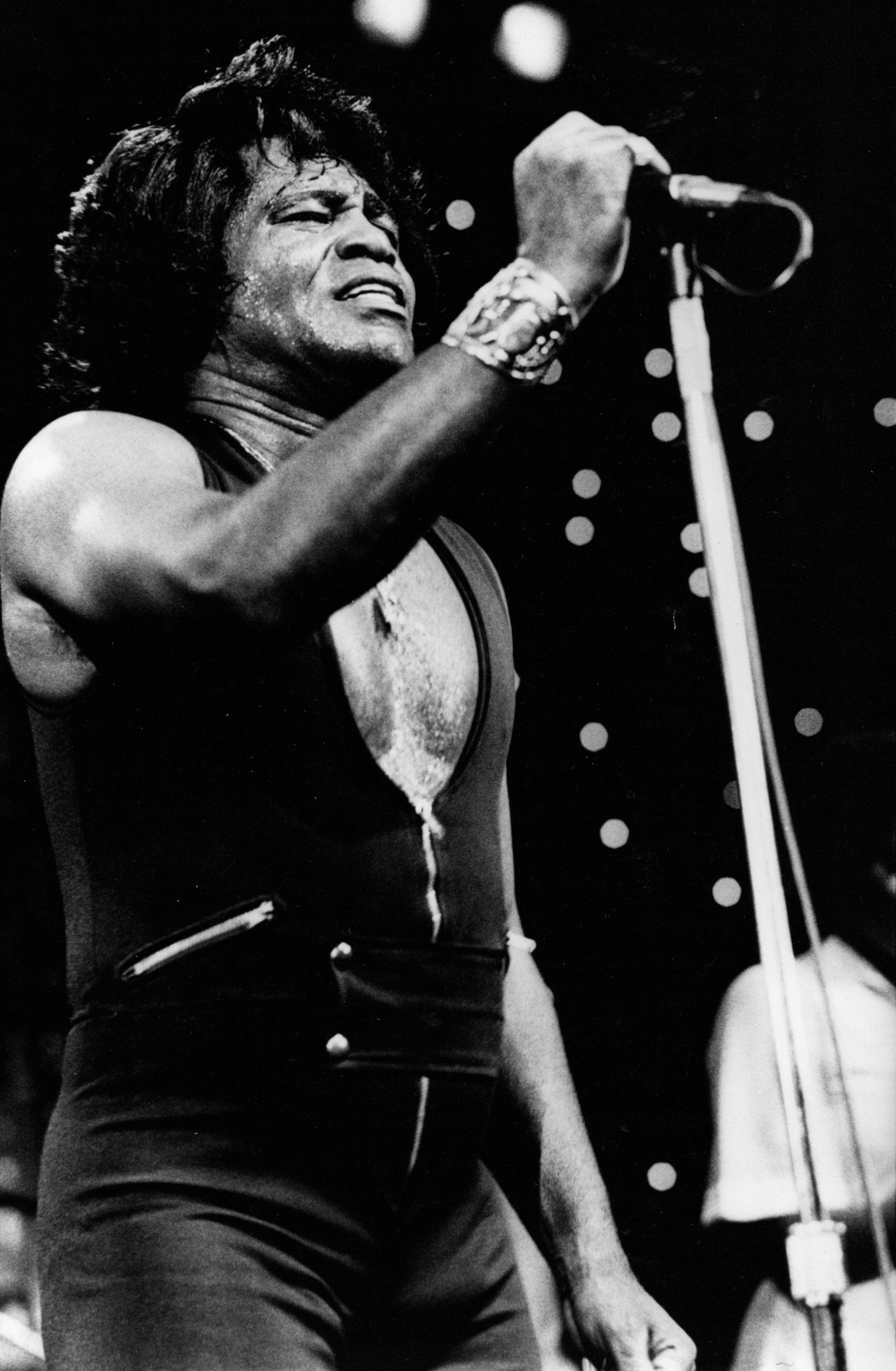 Unknown Black and White Photograph - James Brown Singing on Stage Vintage Original Photograph