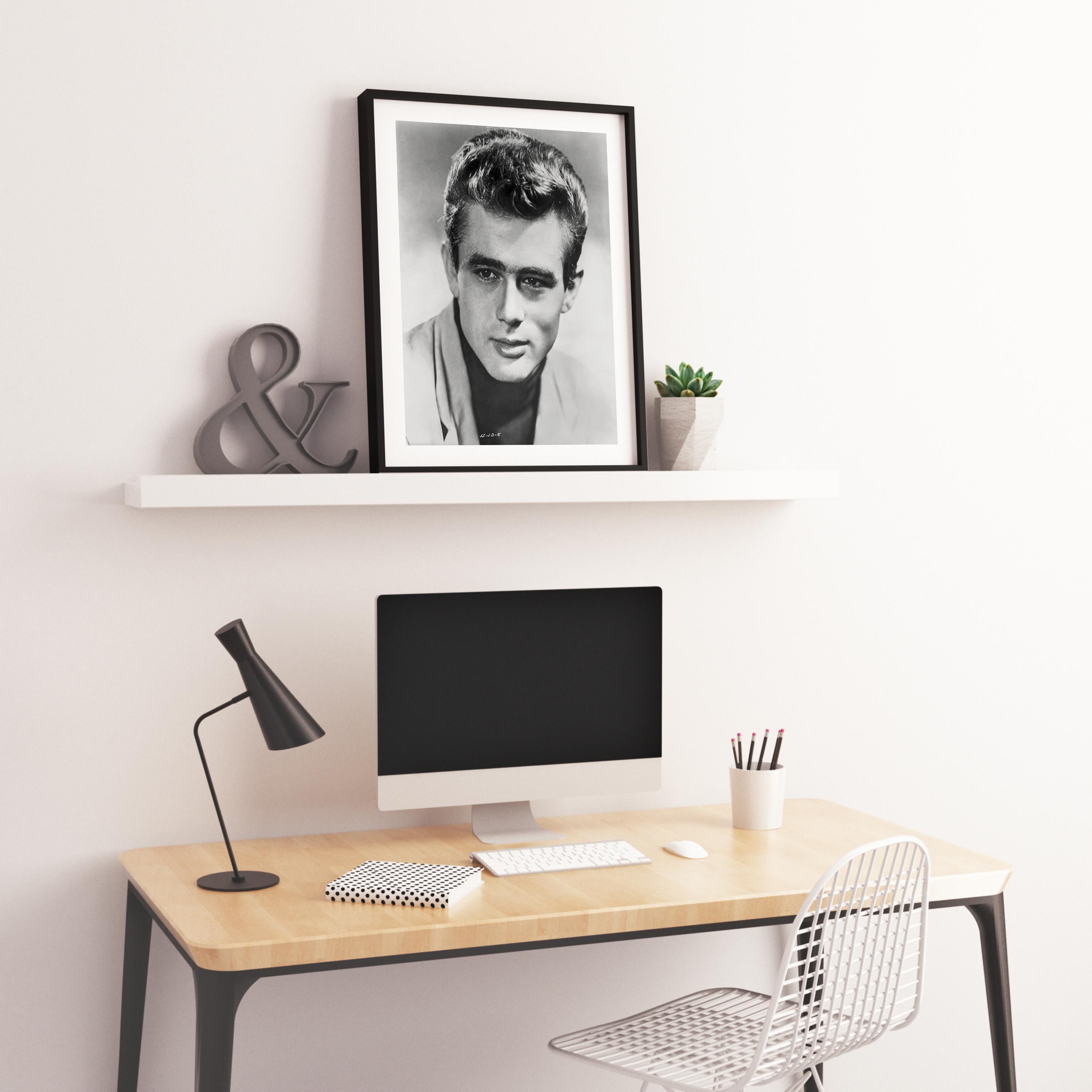 James Dean Closeup Fine Art Print - Gray Portrait Photograph by Unknown