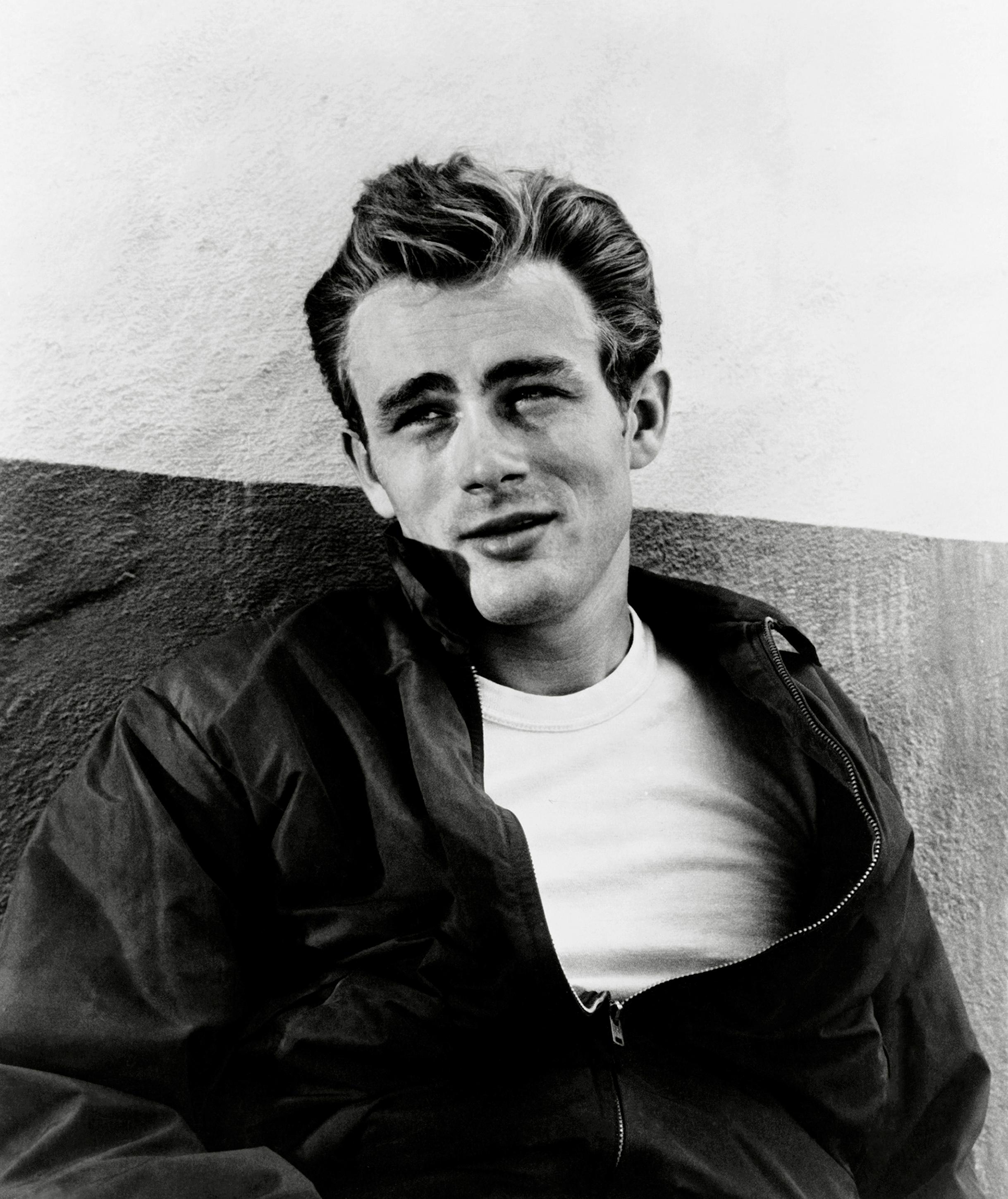 Unknown Portrait Photograph - James Dean Leaning in Rebel Without a Cause II Globe Photos Fine Art Print