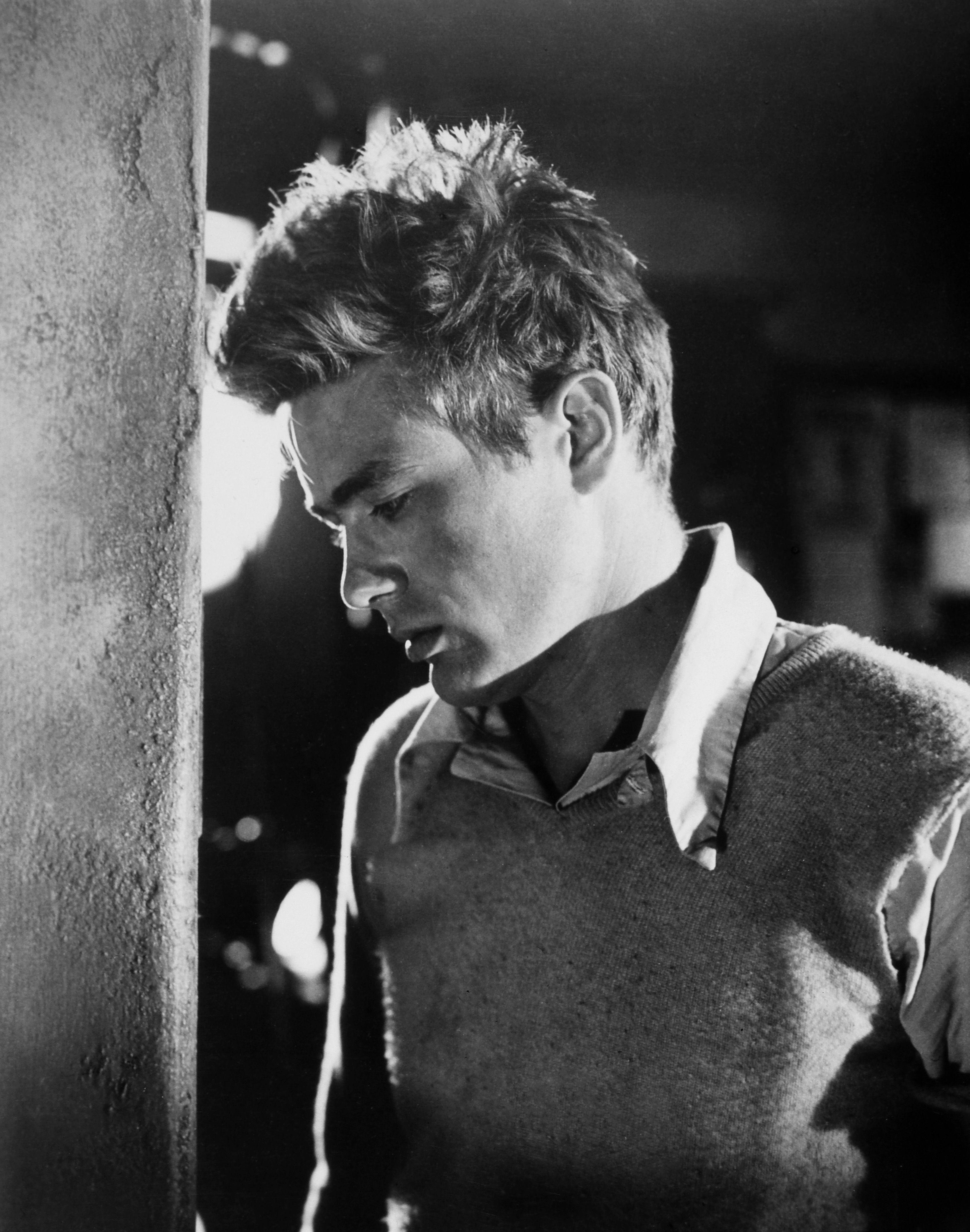 Unknown Portrait Photograph - James Dean On the Set of Rebel Without a Cause Globe Photos Fine Art Print