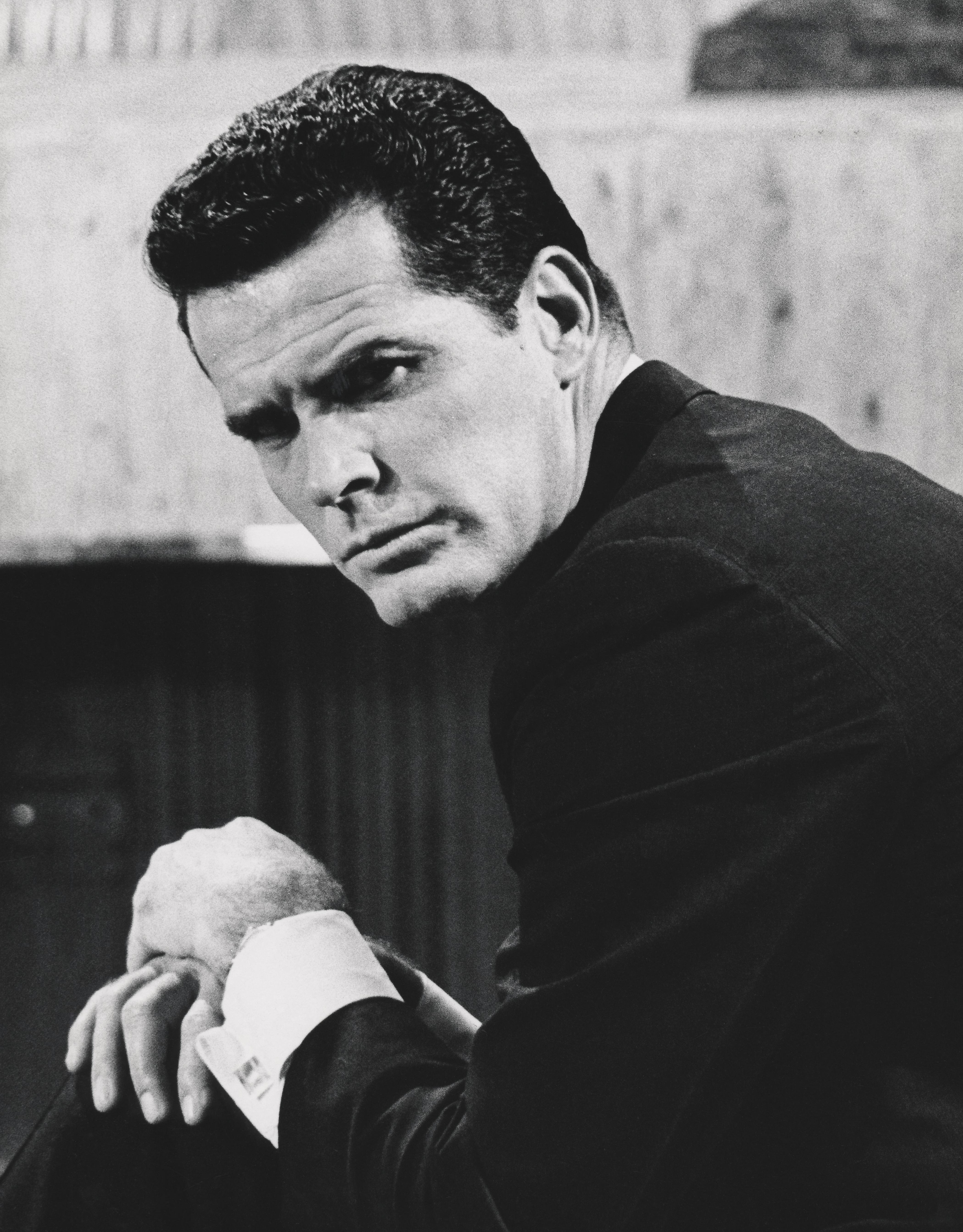 Unknown Black and White Photograph - James Garner Dramatic Portrait Globe Photos Fine Art Print