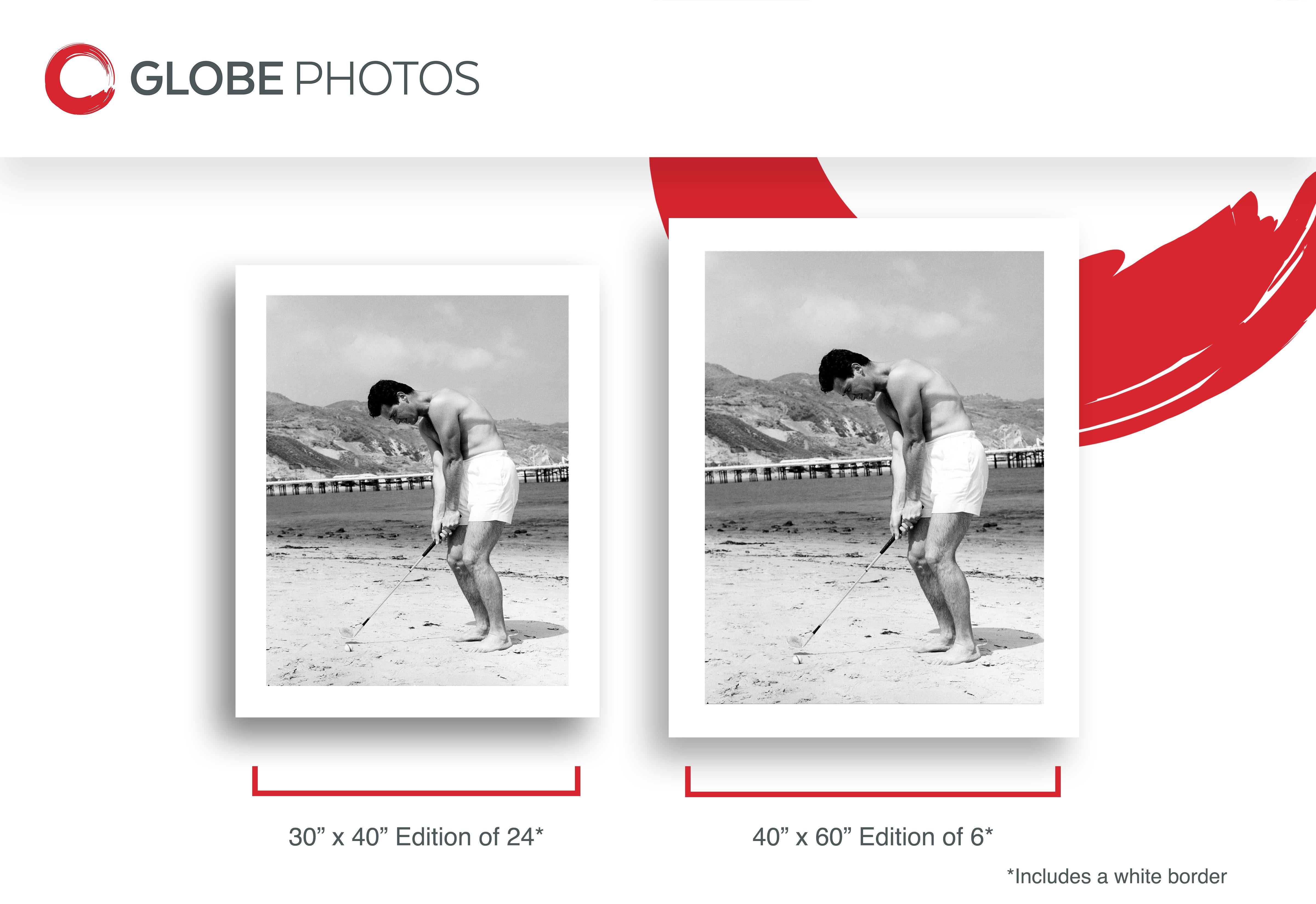James Garner Playing Golf on the Beach - Contemporary Photograph by Unknown