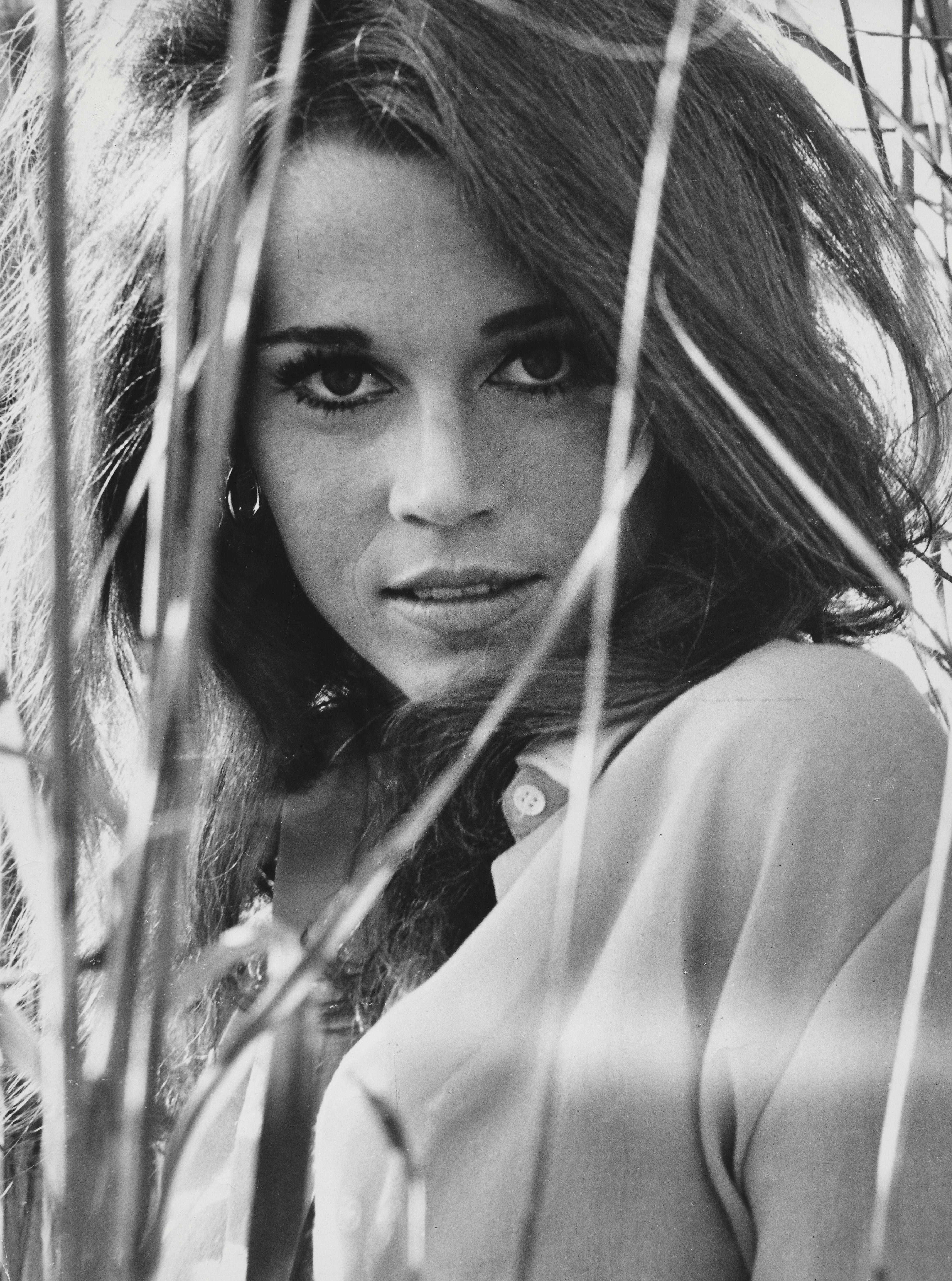 Unknown Black and White Photograph - Jane Fonda Outdoors Fine Art Print