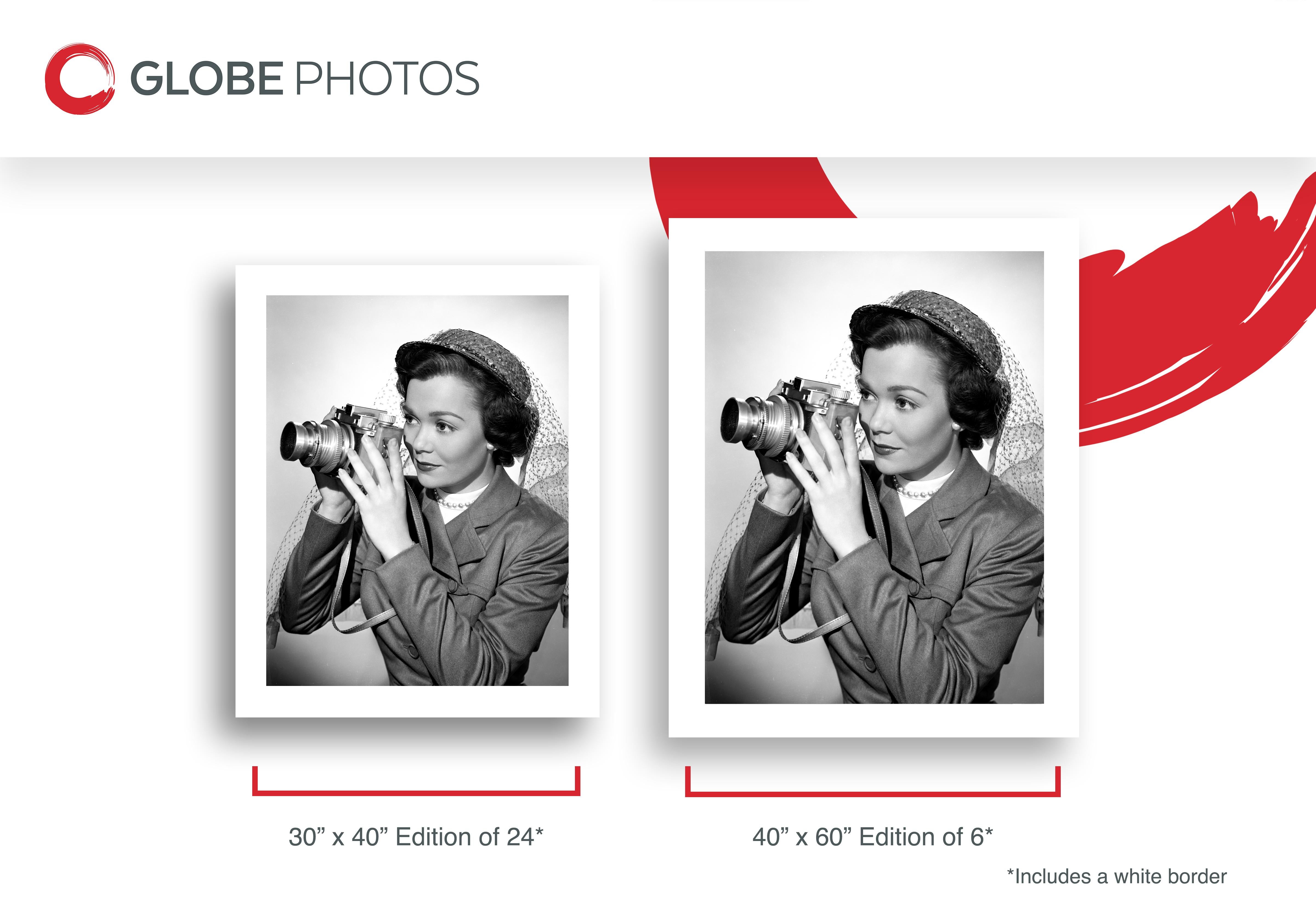 Jane Wyman with Camera - Gray Black and White Photograph by Unknown