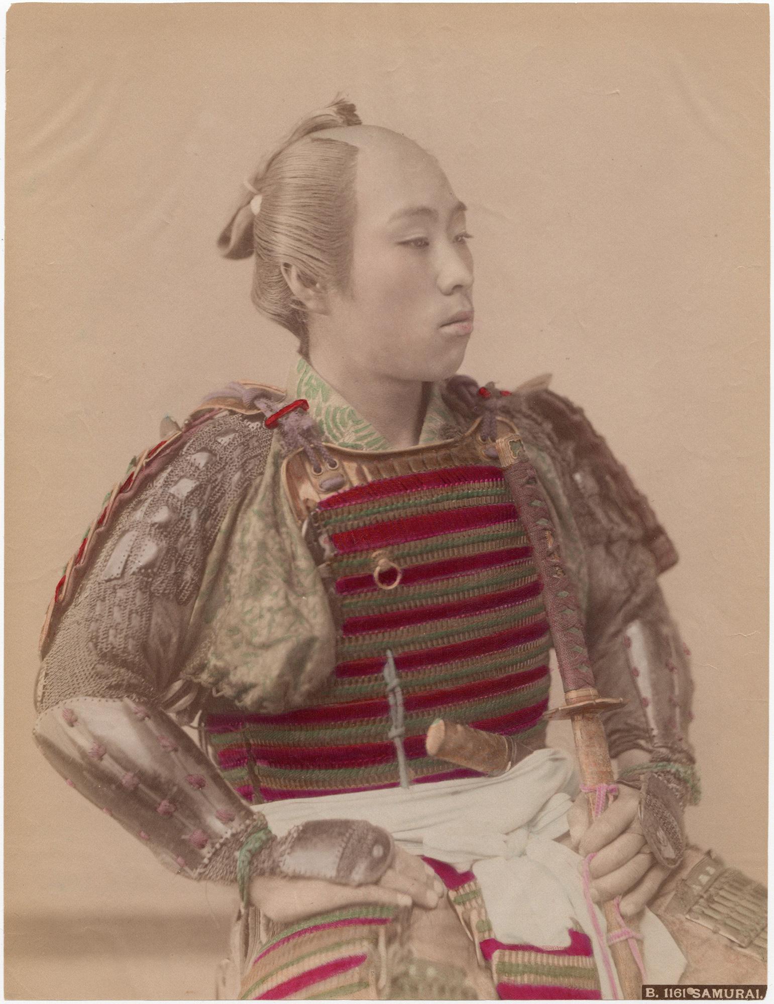 Japon - Samouraï - Photographie de la période Meiji coloriée à la main