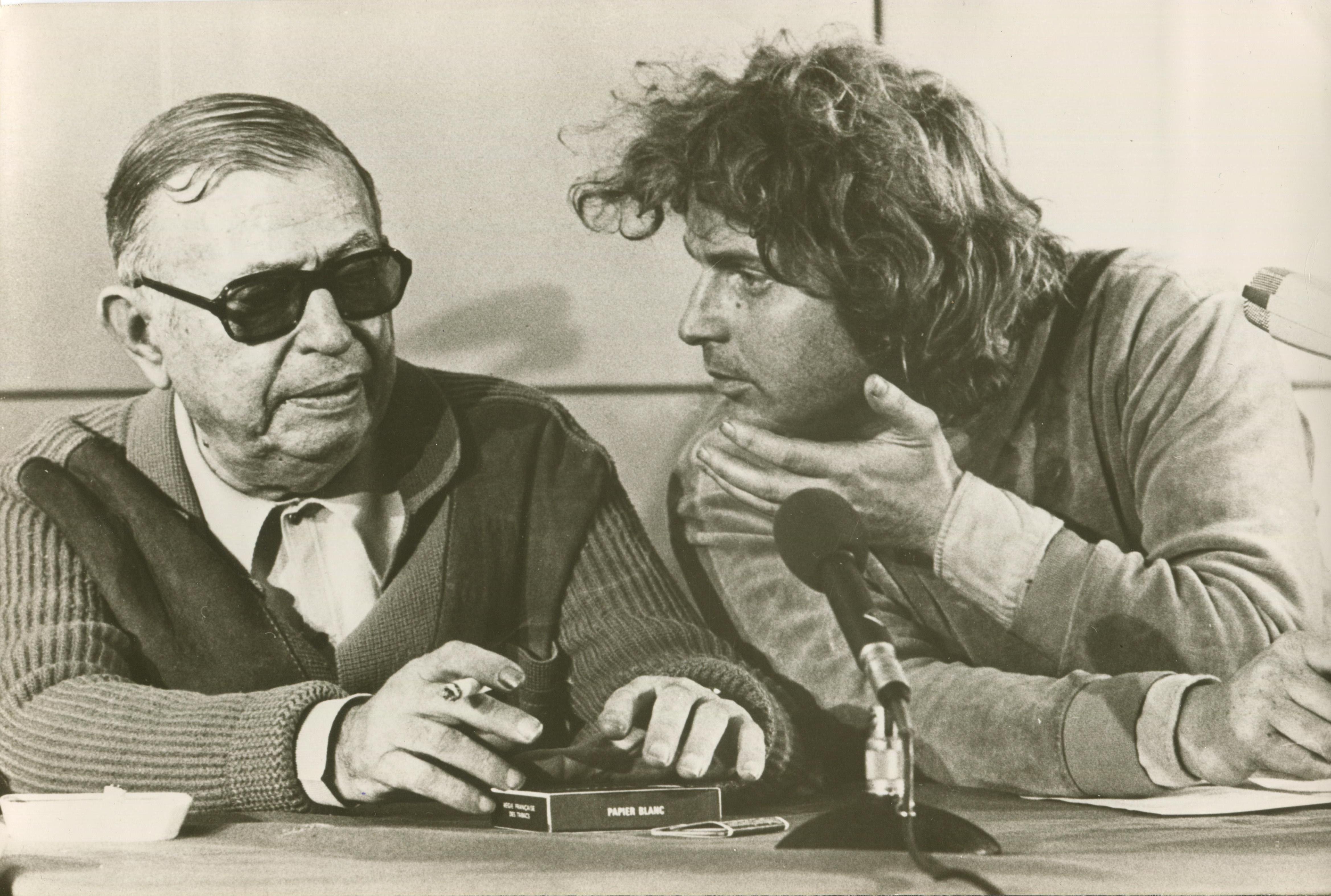 Unknown Black and White Photograph - Jean-Paul Sartre with Daniel Cohn-Bendit 1968