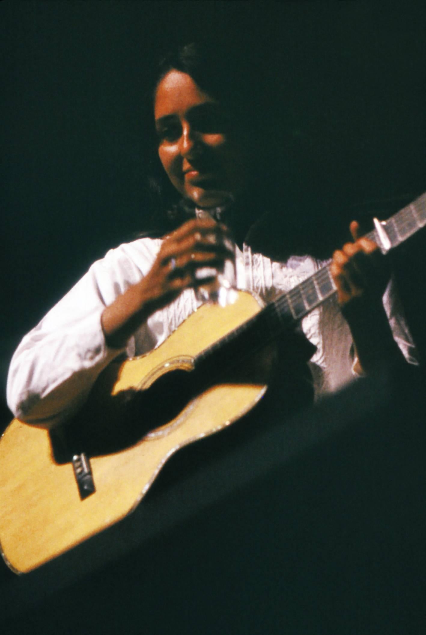 Unknown Color Photograph - Joan Baez Playing Guitar Fine Art Print