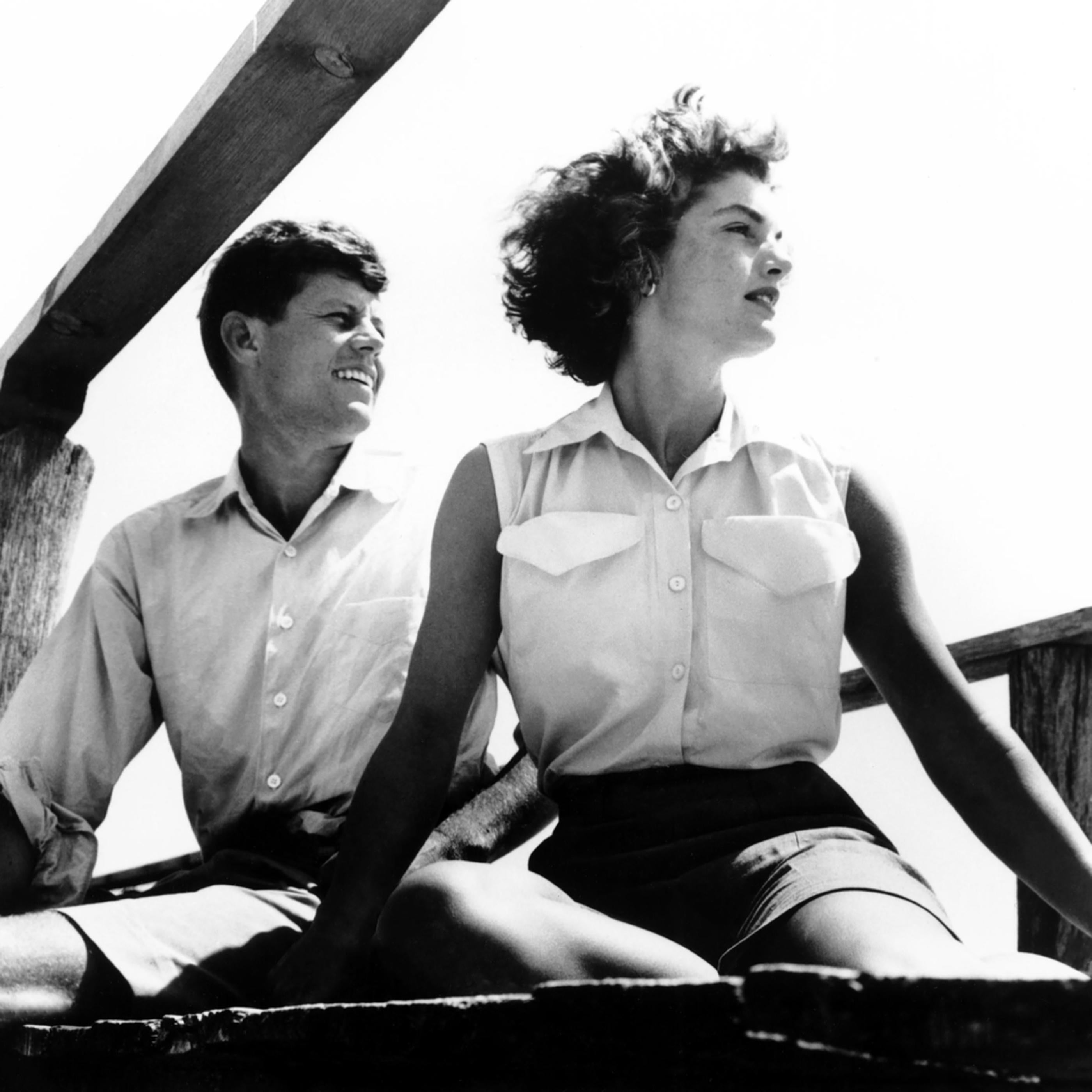 Unknown Black and White Photograph - John F. Kennedy and Jackie Kennedy: Living in the Sunshine 40" x 40"