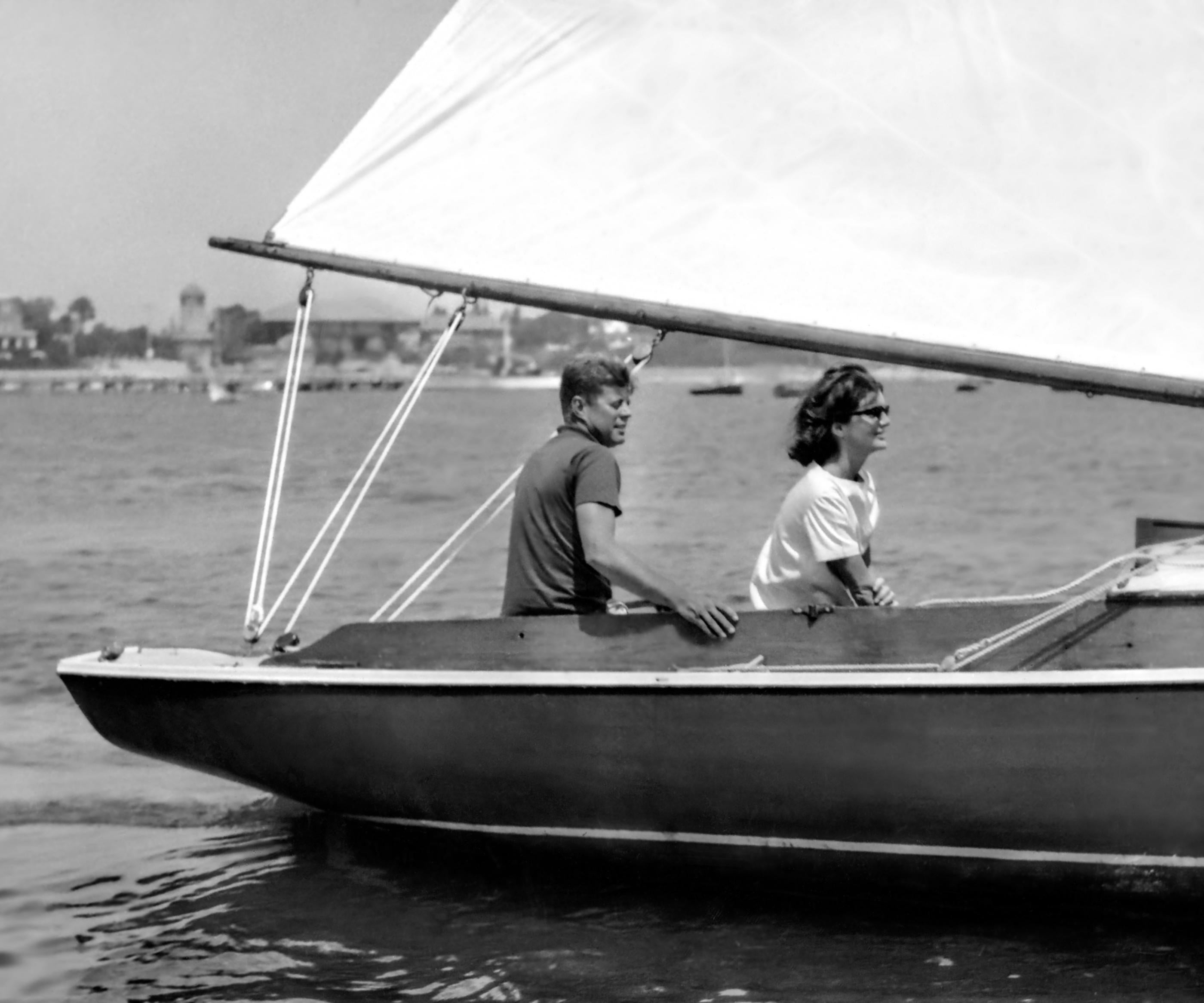 Unknown Black and White Photograph - John F. Kennedy and Jackie Kennedy Sailing 24" x 20" Edition of 75