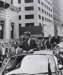 John F. Kennedy Motorcade, Vintage Black and White Photograph