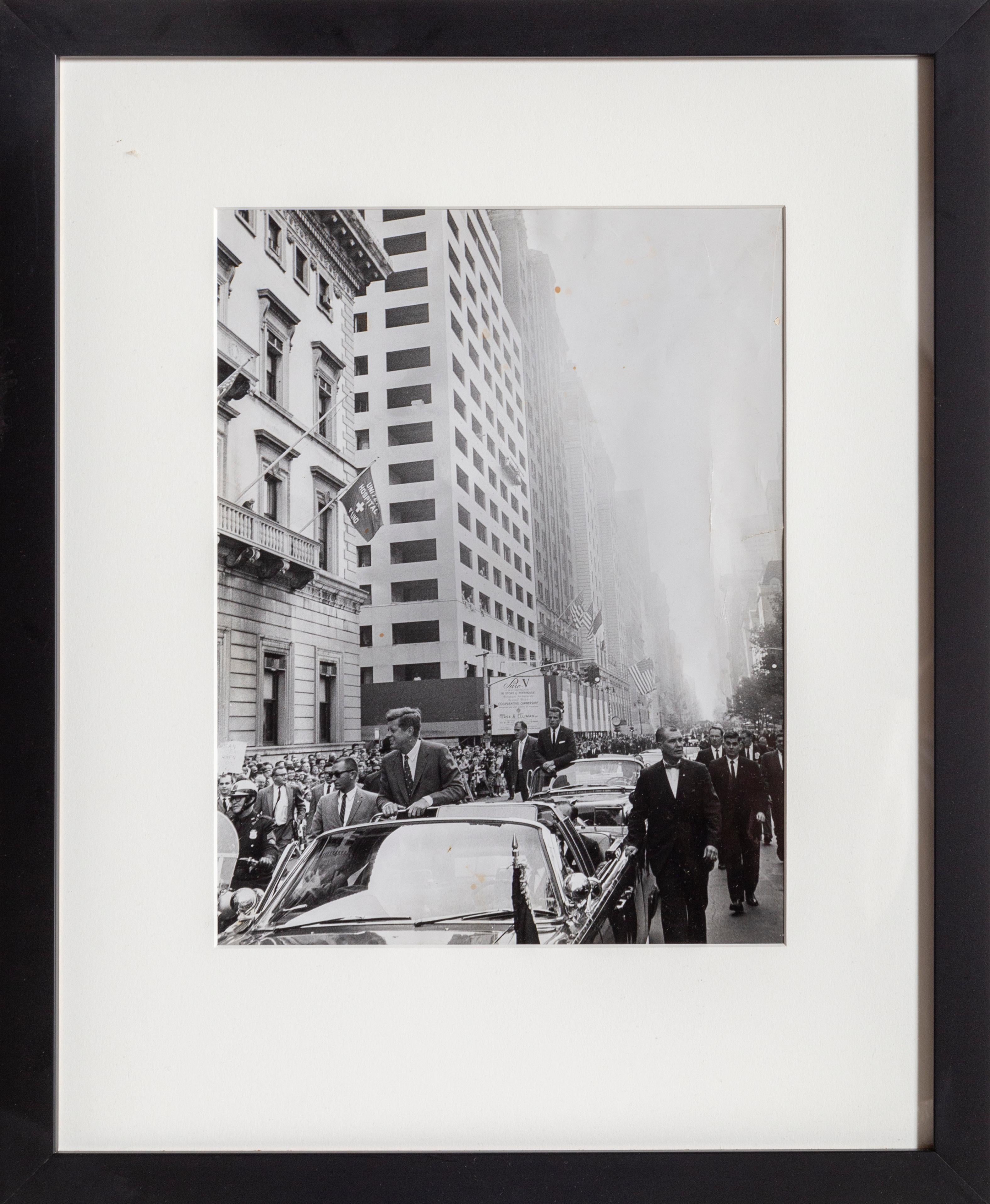 John F. Kennedy Motorcade, photographie vintage en noir et blanc