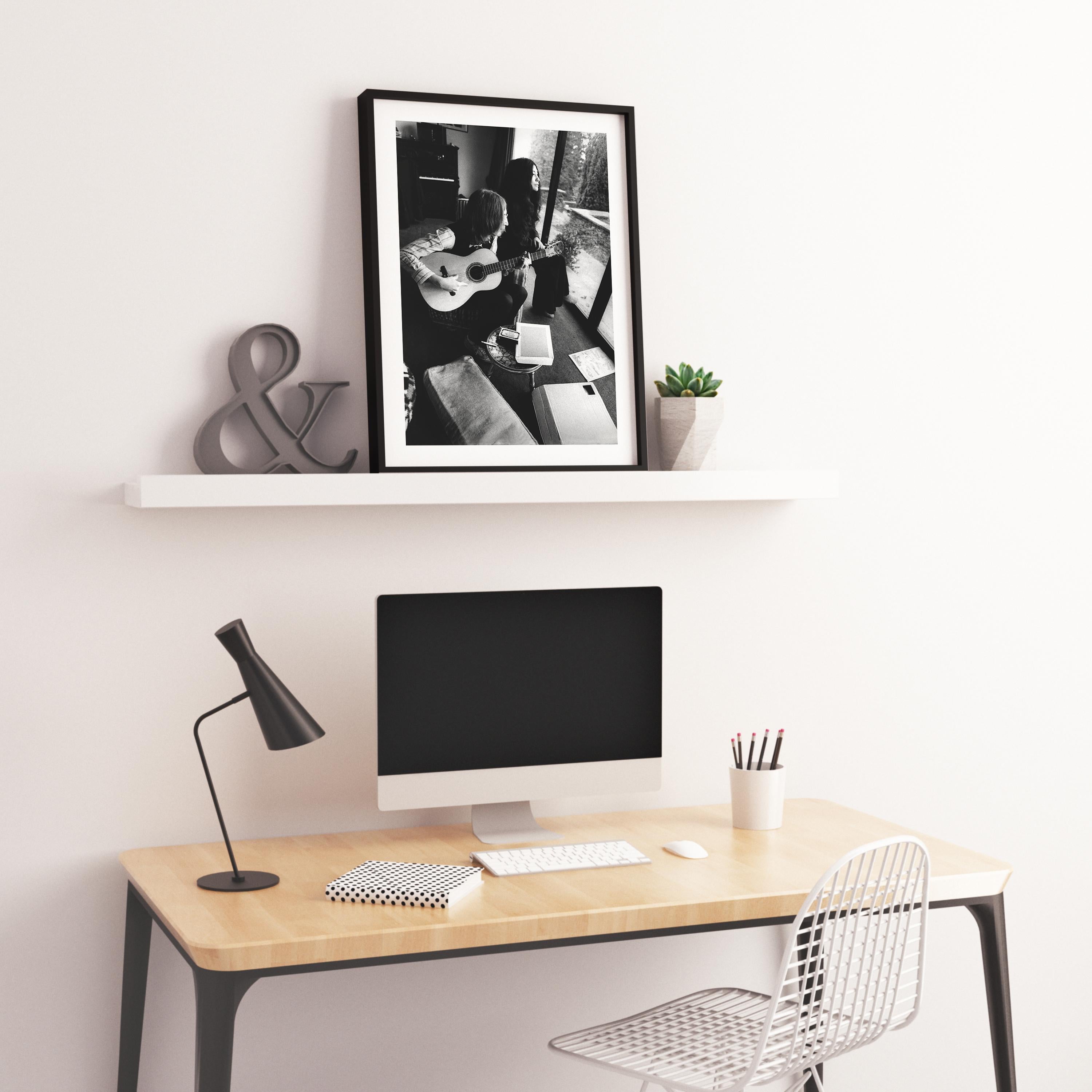John Lennon and Yoko Ono: Hanging Out II Globe Photos Fine Art Print - Black Black and White Photograph by Unknown