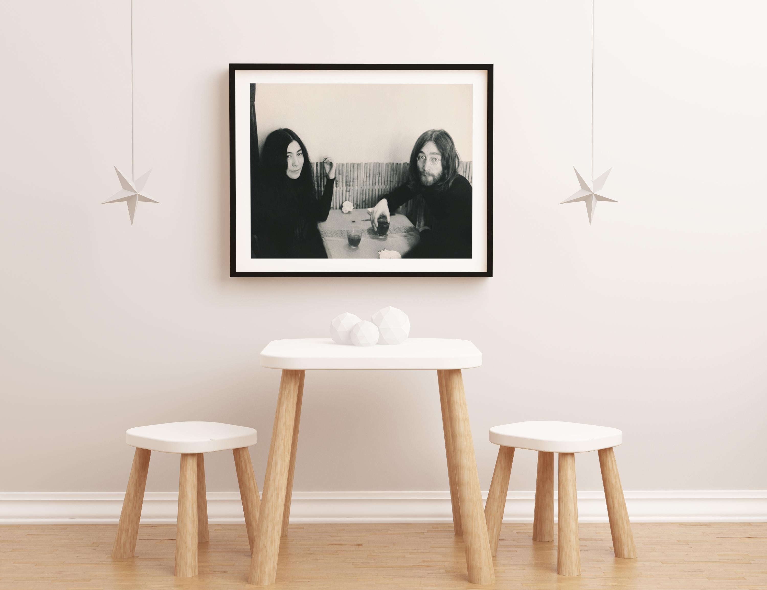 John Lennon and Yoko Ono Sitting Together Fine Art Print For Sale 2