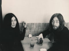 John Lennon and Yoko Ono Sitting Together Fine Art Print