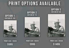 John Wayne Outdoors with Horse Fine Art Print