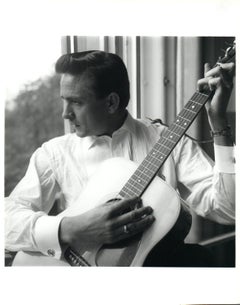 Johnny Cash Playing Guitar in Windowlight Vintage Original Photograph
